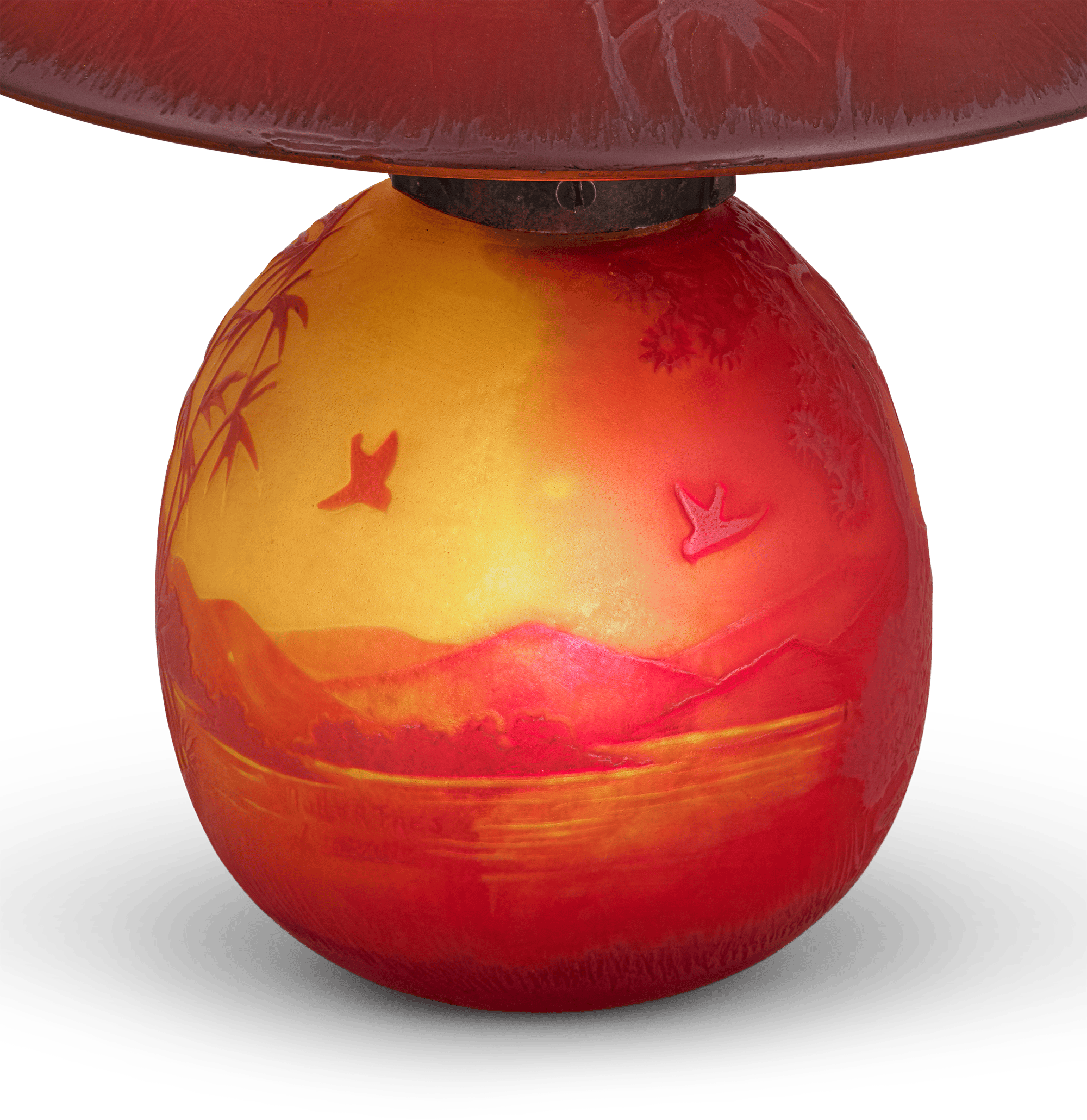 Muller Frères Landscape Cameo Glass Table Lamp