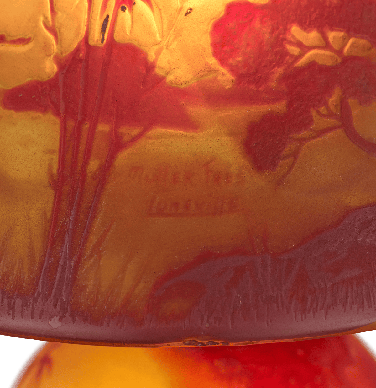 Muller Frères Landscape Cameo Glass Table Lamp