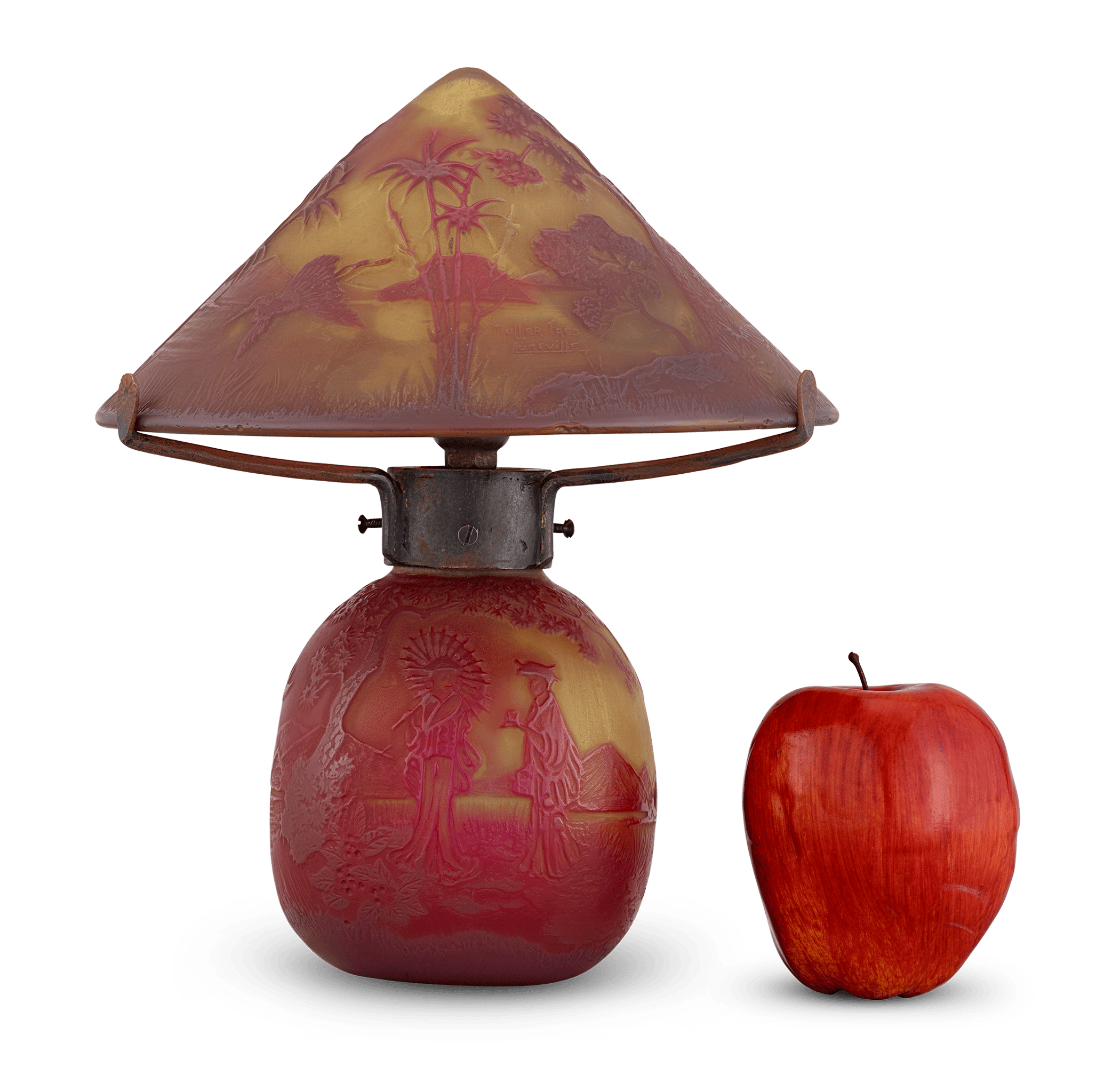 Muller Frères Landscape Cameo Glass Table Lamp