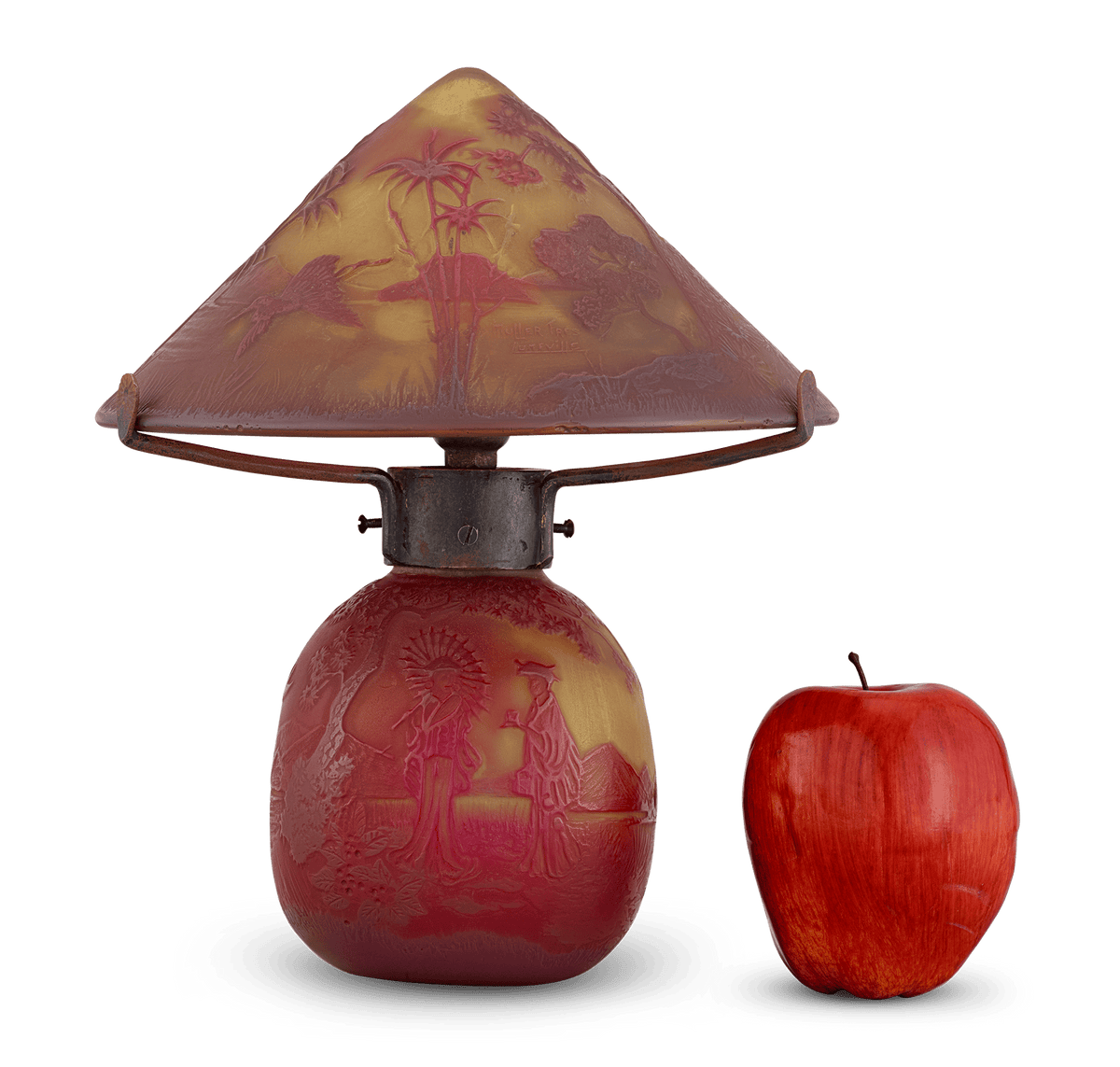 Muller Frères Landscape Cameo Glass Table Lamp