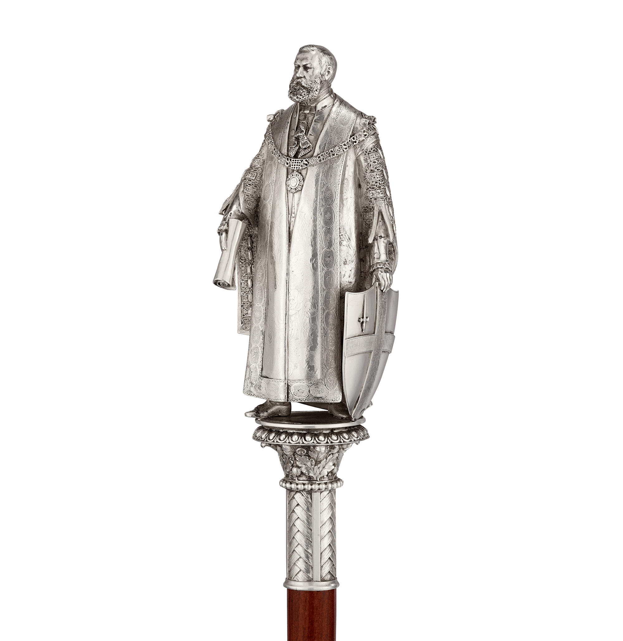 Silver Ceremonial Mace and Illuminated Address to Robert Nicholas Fowler, Lord Mayor of London