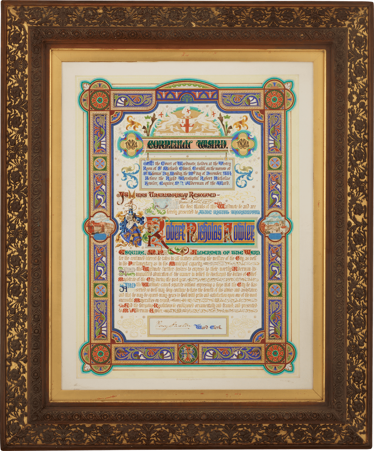 Silver Ceremonial Mace and Illuminated Address to Robert Nicholas Fowler, Lord Mayor of London