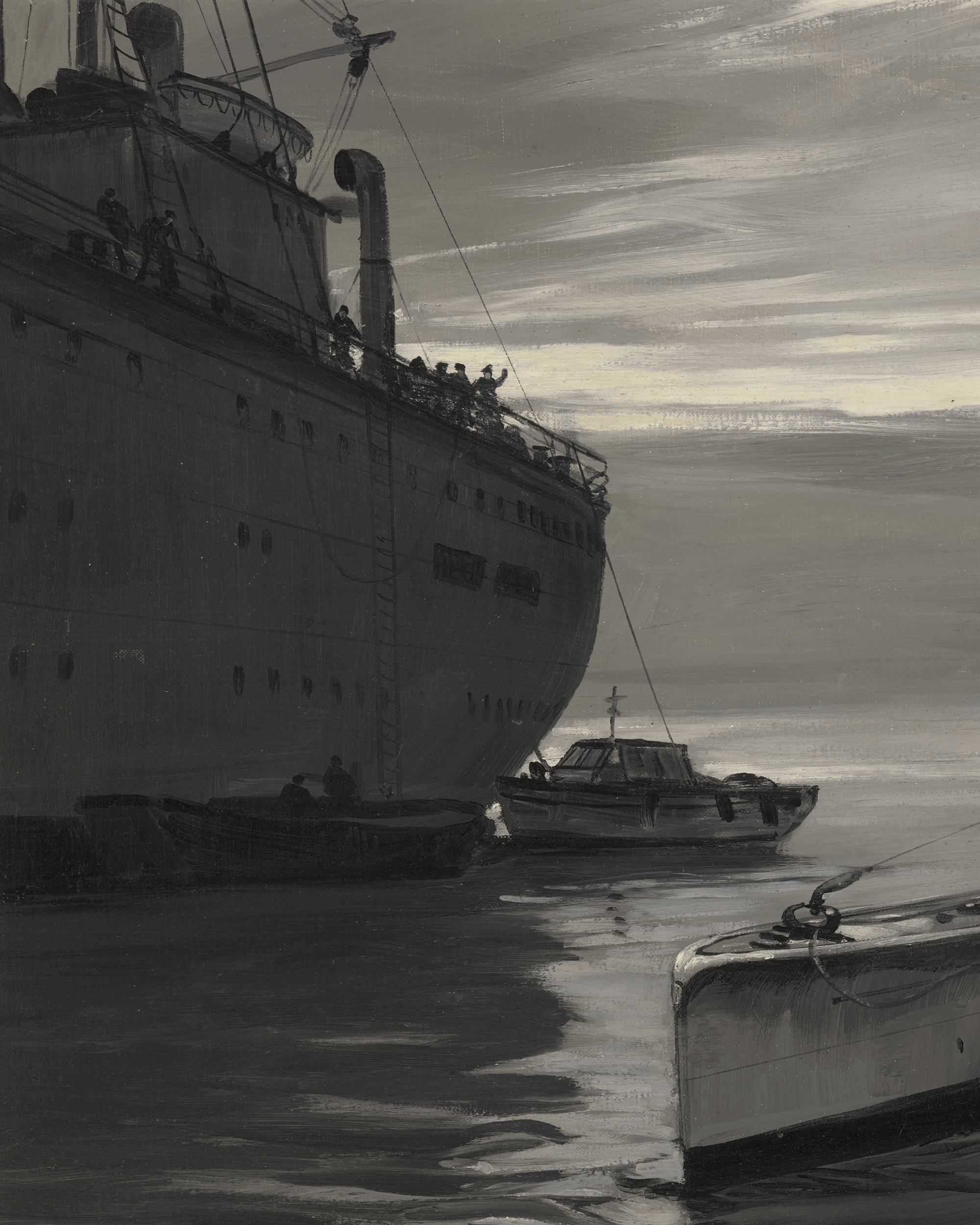 Submarine with Supply Ships by Montague Dawson