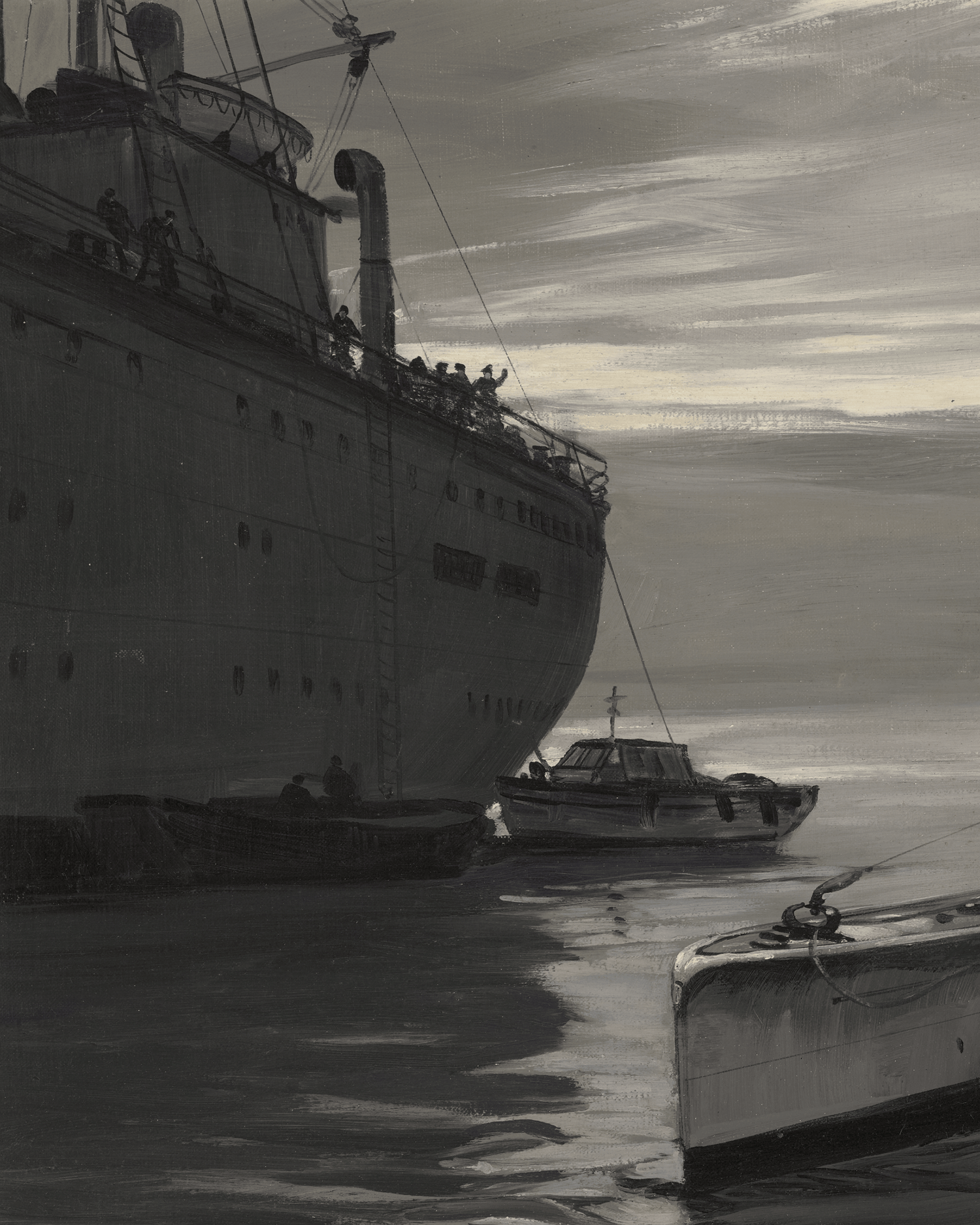 Submarine with Supply Ships by Montague Dawson