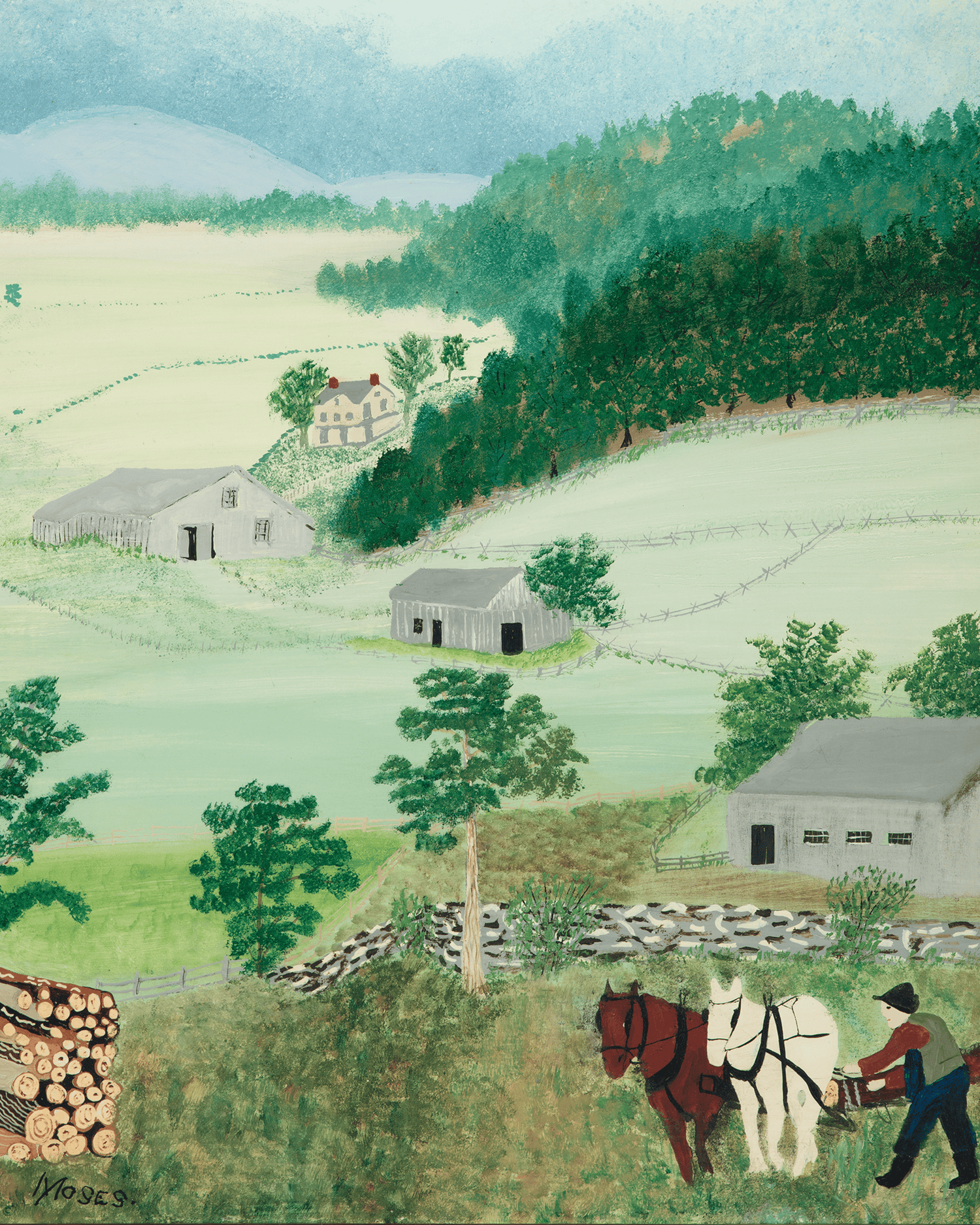 First Wagon on Cambridge Pike by Grandma Moses