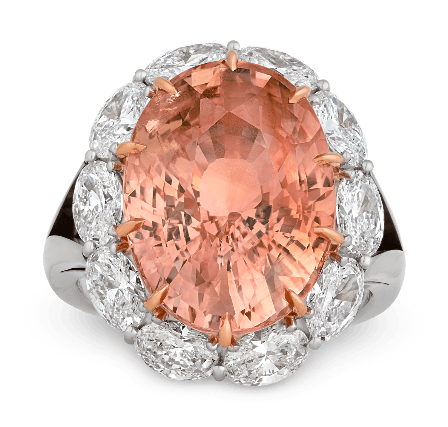 Padparadscha Sapphire Ring, Untreated, 13.64 Carats