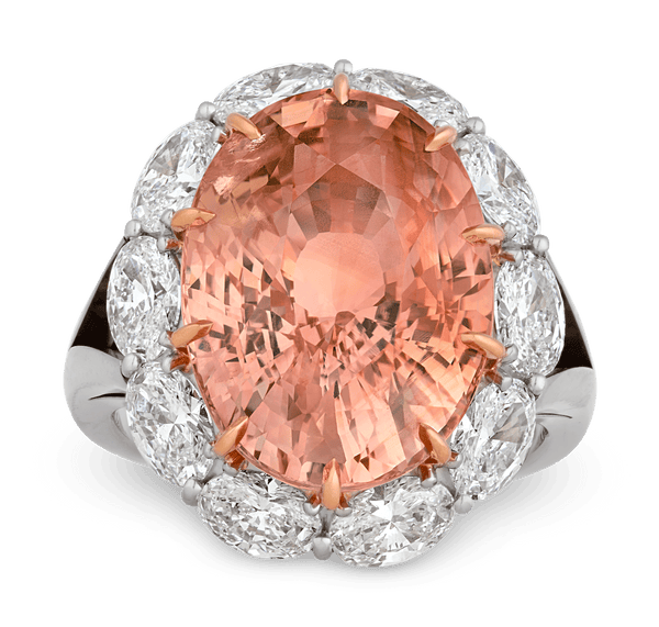 Padparadscha Sapphire Ring, Untreated, 13.64 Carats