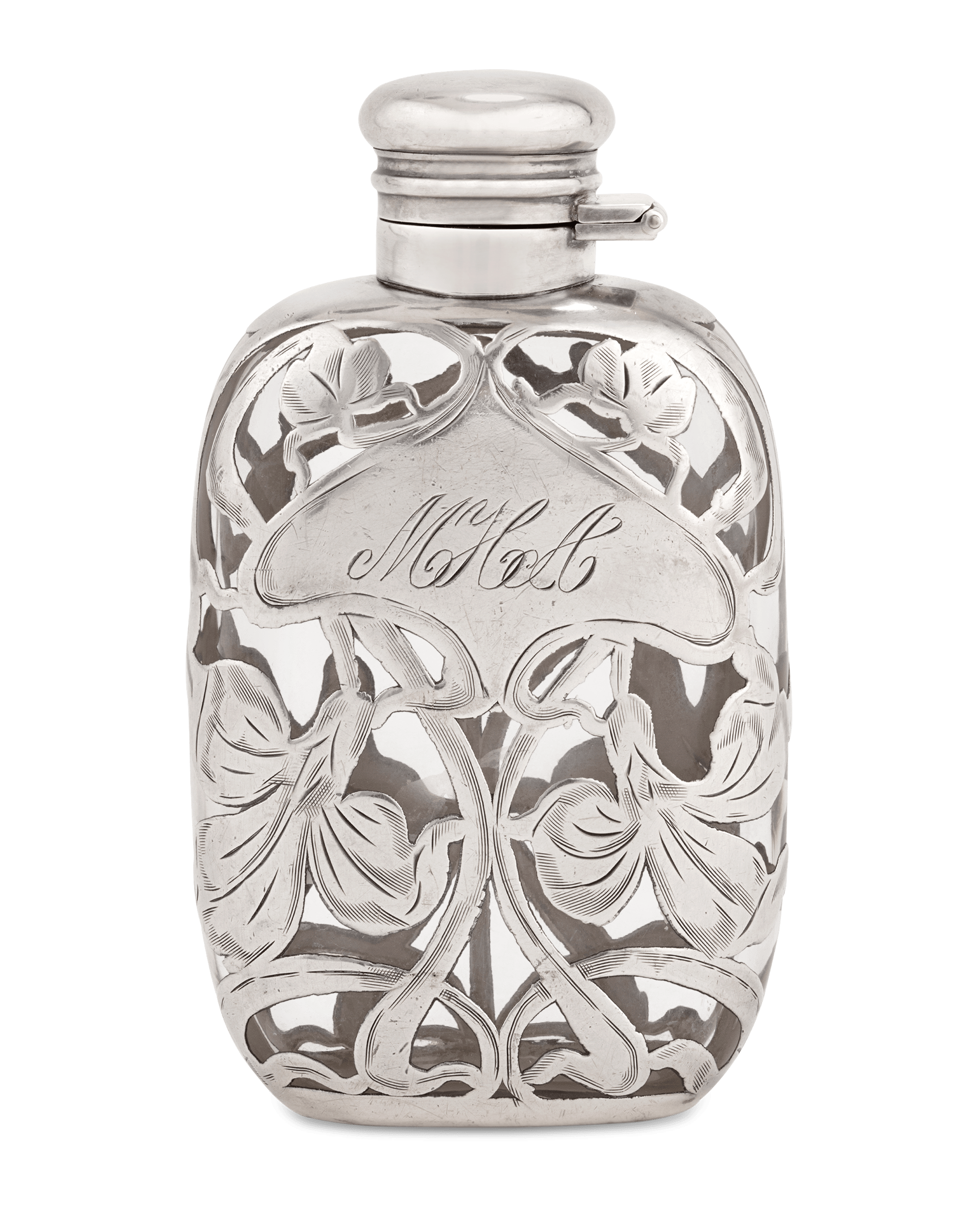 Glass and Silver Perfume Flask