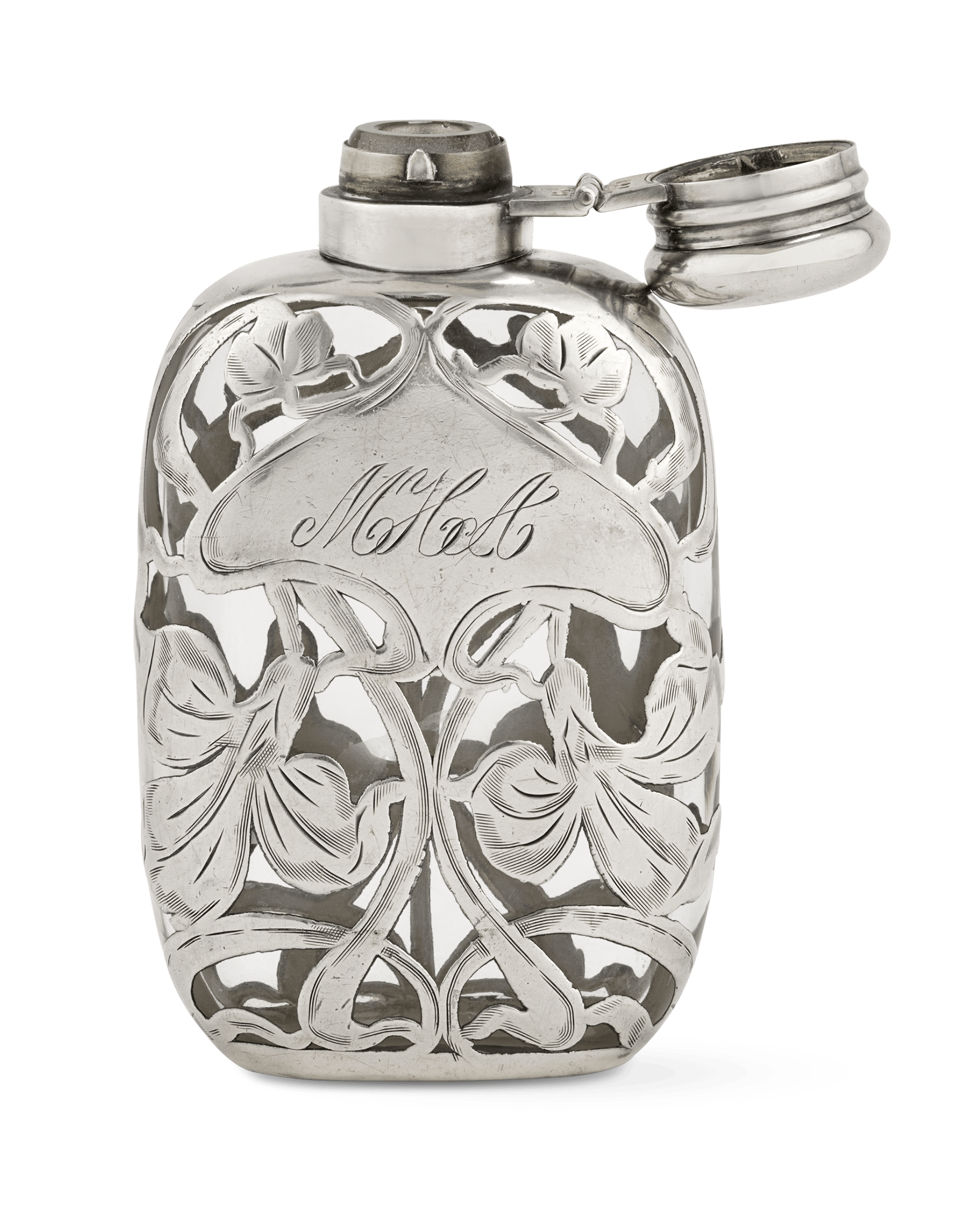 Glass and Silver Perfume Flask