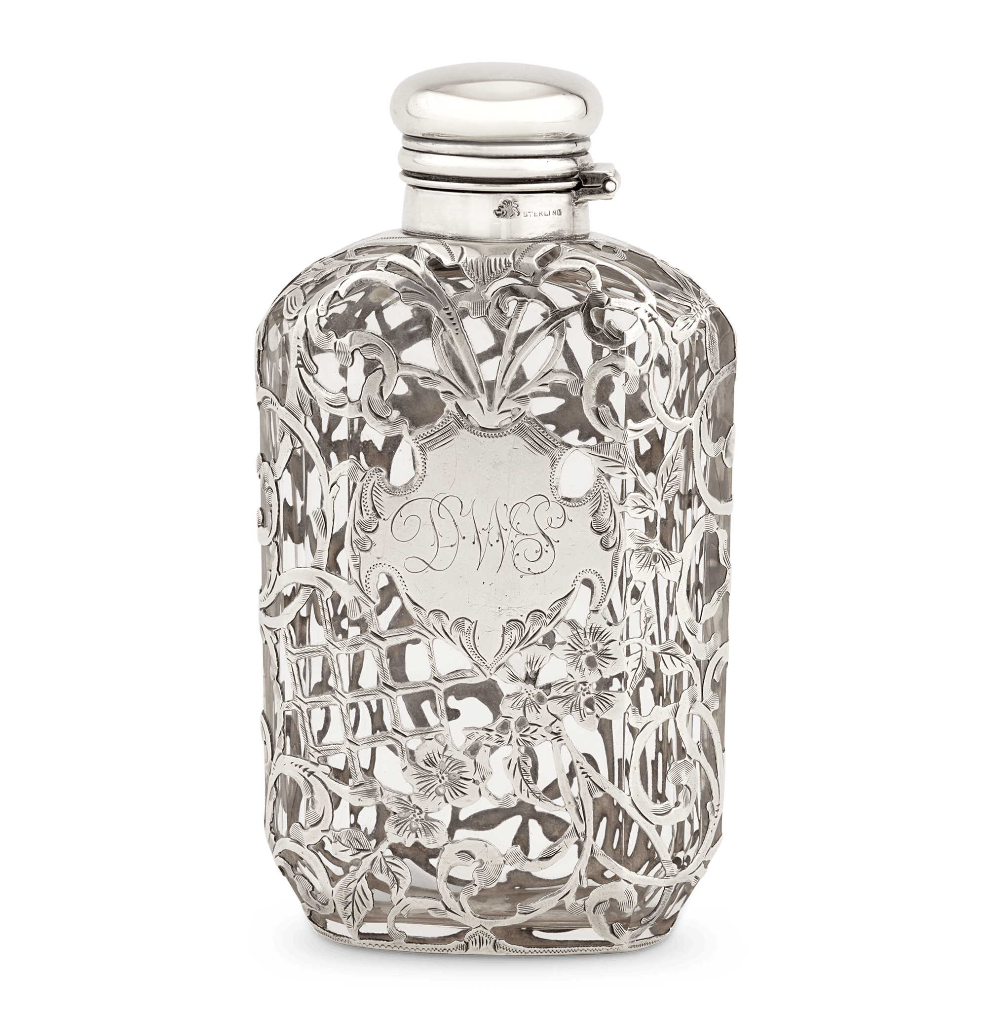 Silver and Glass Perfume Flask by Whiting Manufacturing Company