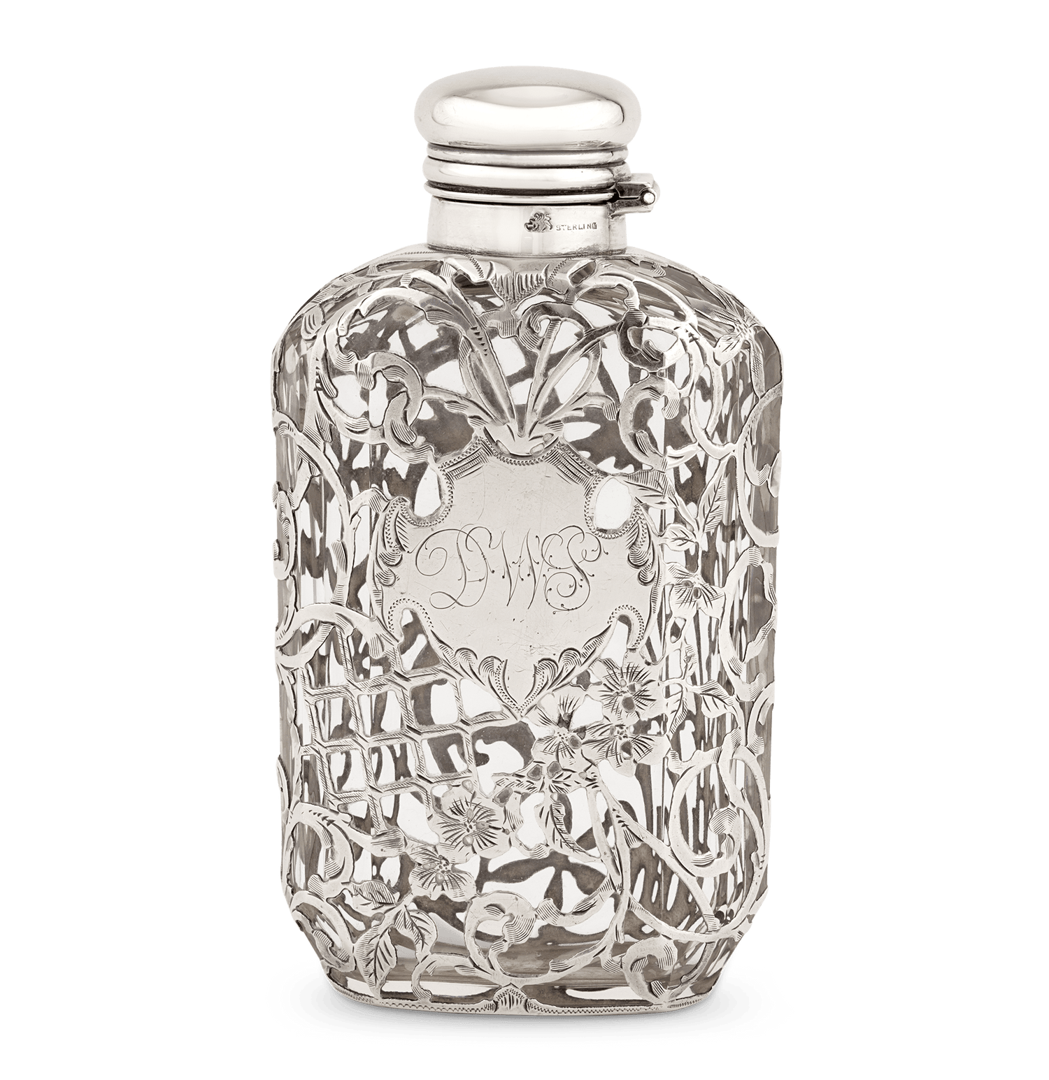 Silver and Glass Perfume Flask by Whiting Manufacturing Company