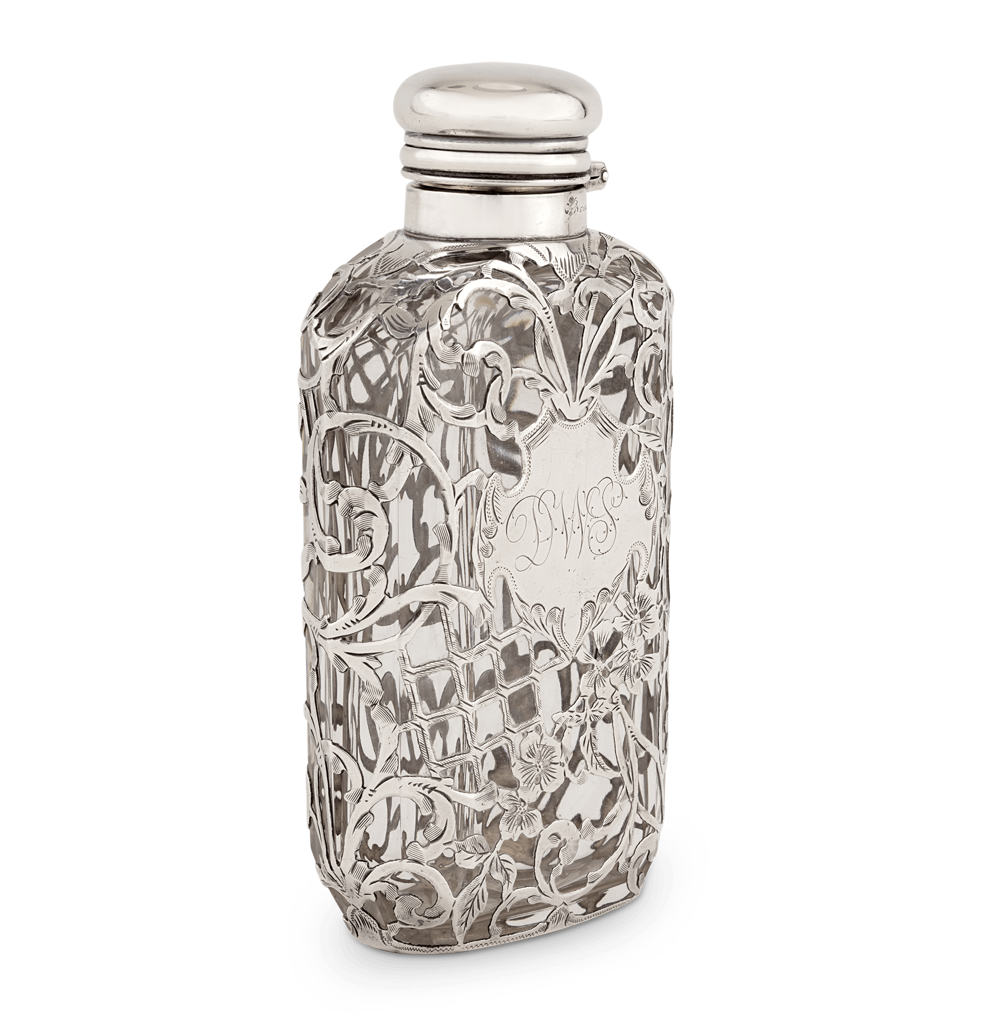 Silver and Glass Perfume Flask by Whiting Manufacturing Company