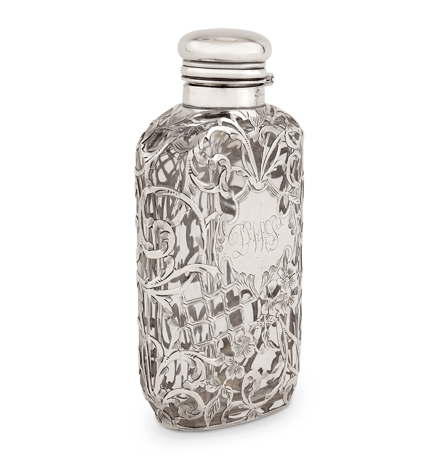Silver and Glass Perfume Flask by Whiting Manufacturing Company