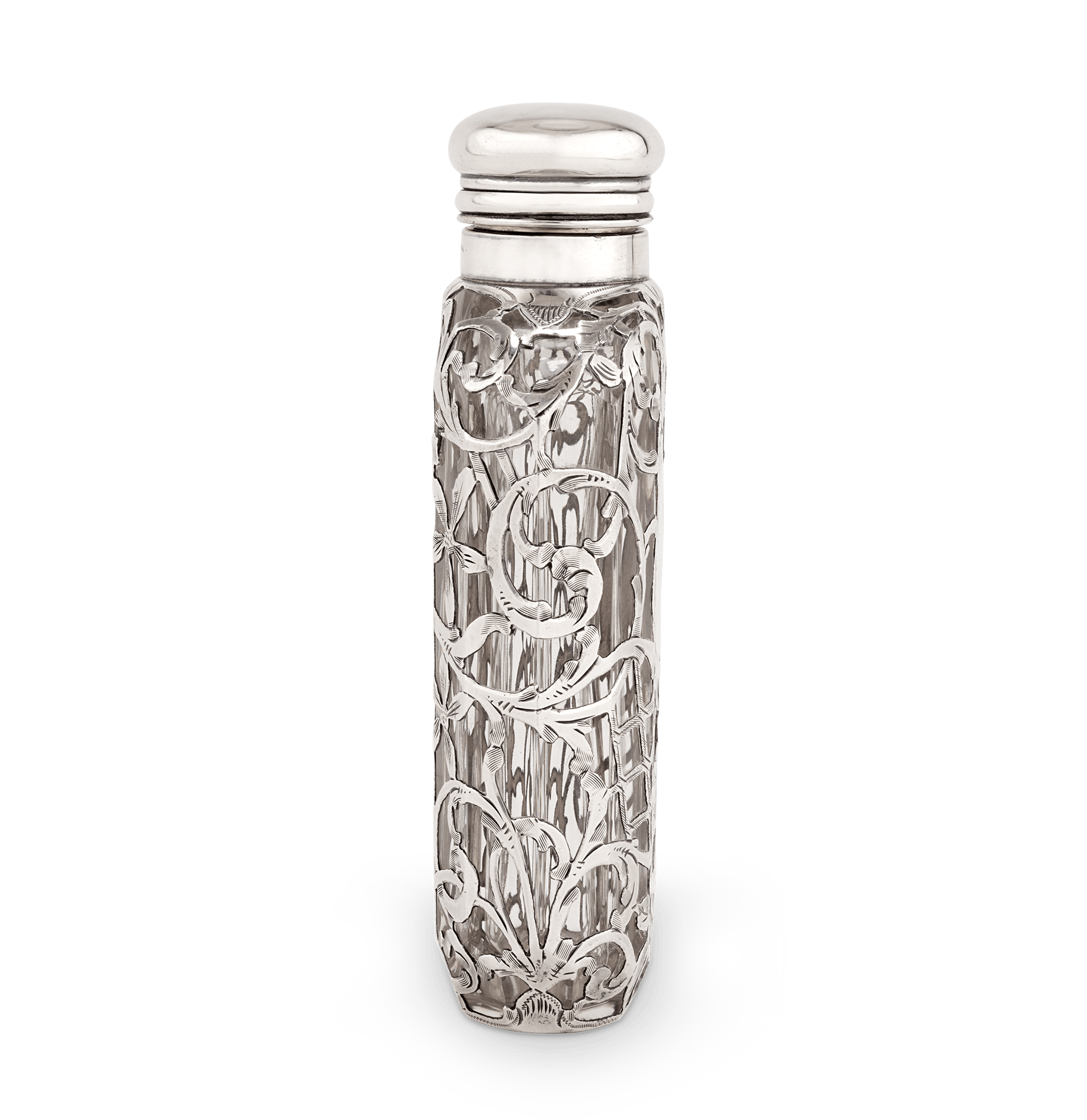 Silver and Glass Perfume Flask by Whiting Manufacturing Company