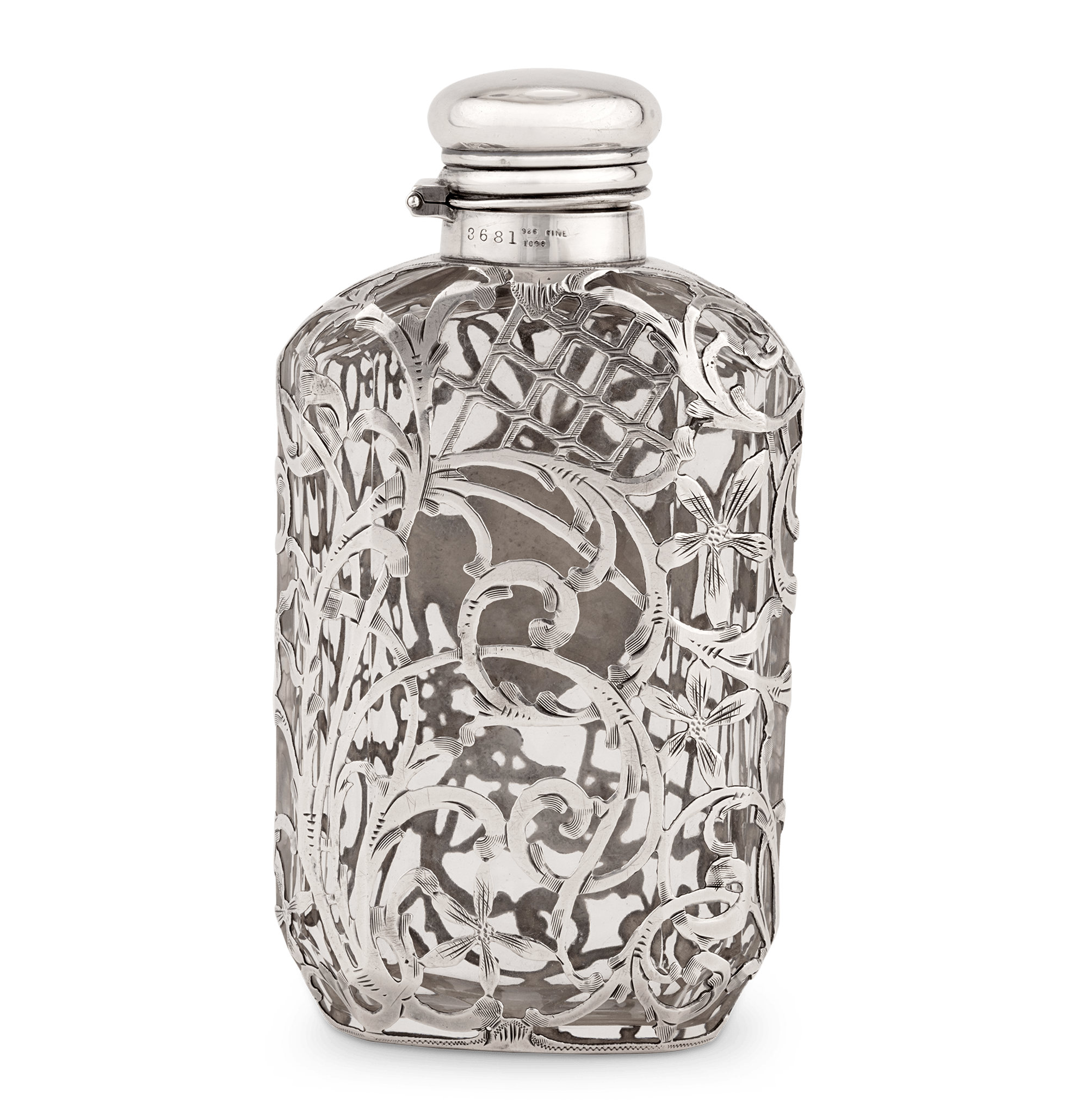 Silver and Glass Perfume Flask by Whiting Manufacturing Company