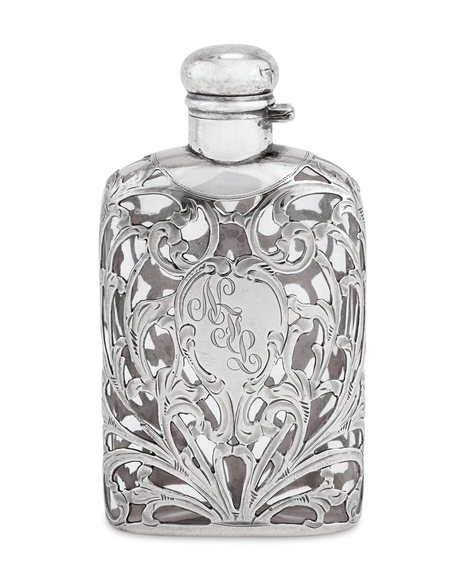 Silver and Glass Perfume Flask