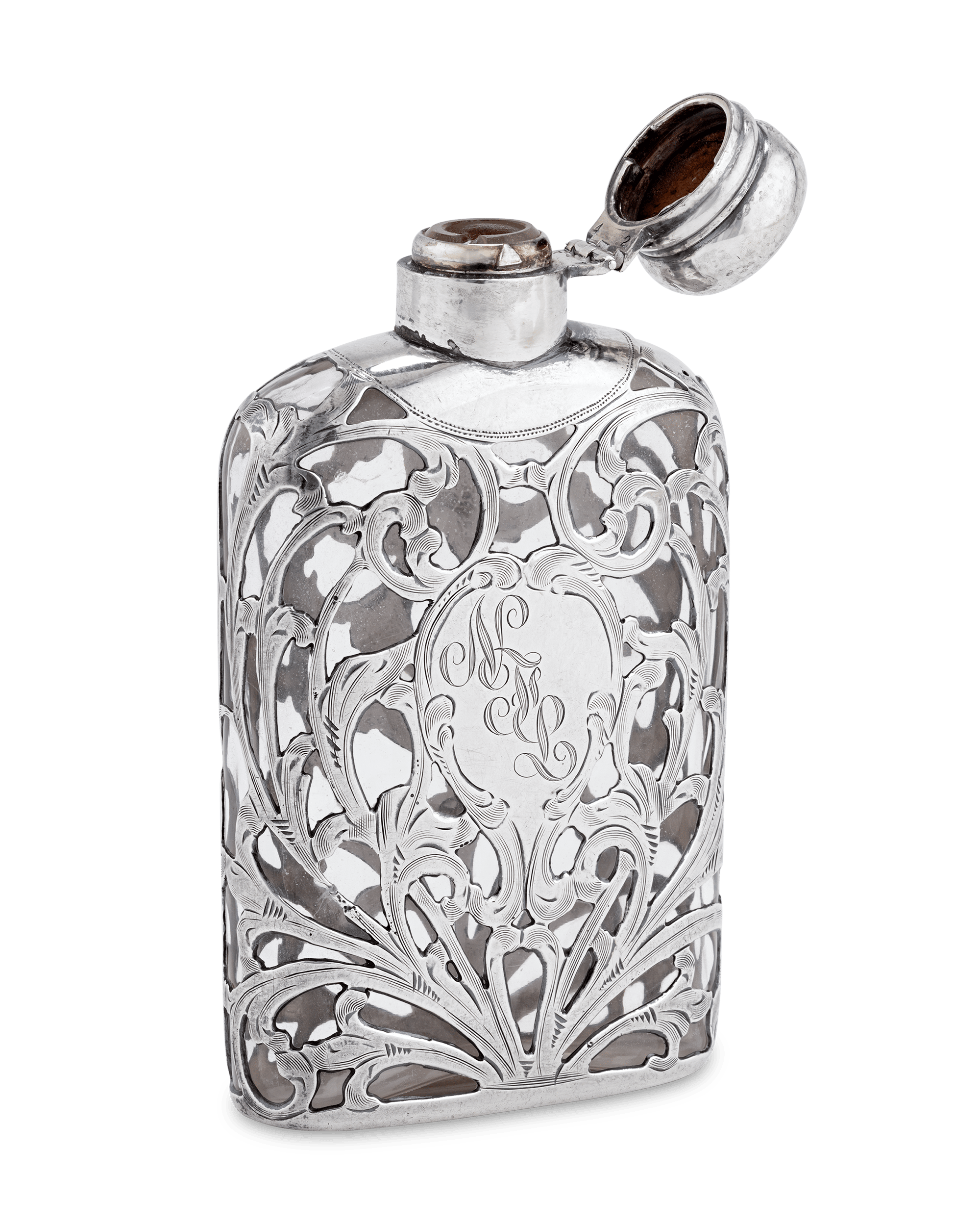 Silver and Glass Perfume Flask