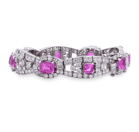 J.E Caldwell and Oscar Heyman Pink Sapphire and Diamond Bracelet