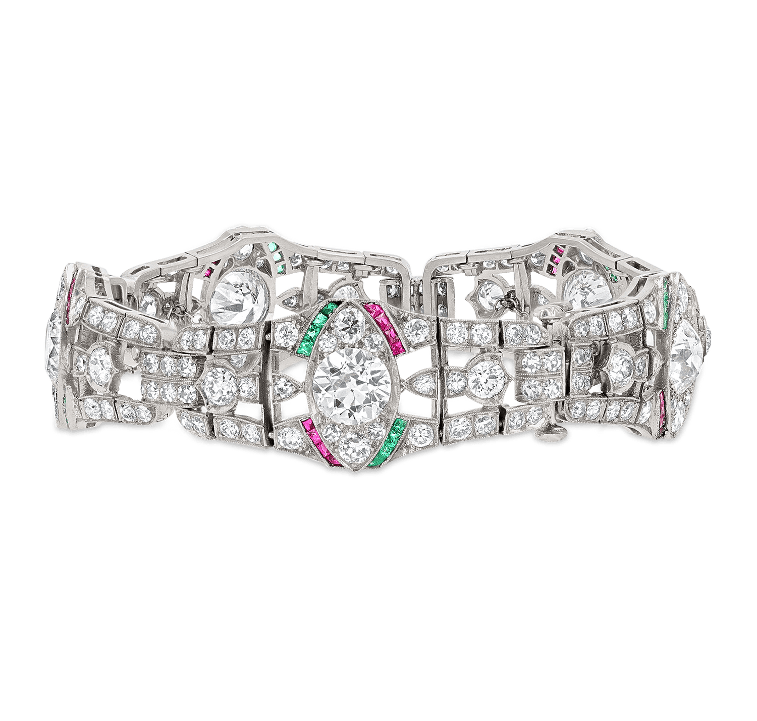 Oscar Heyman Diamond, Emerald and Ruby Bracelet