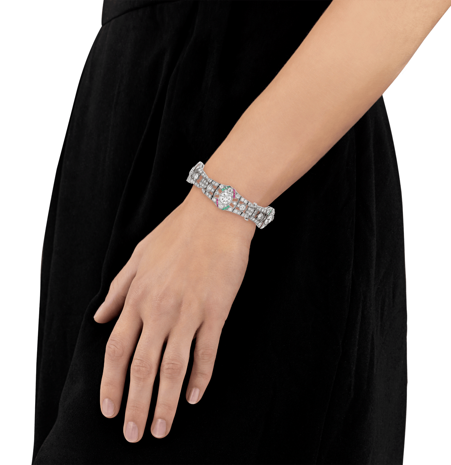 Oscar Heyman Diamond, Emerald and Ruby Bracelet