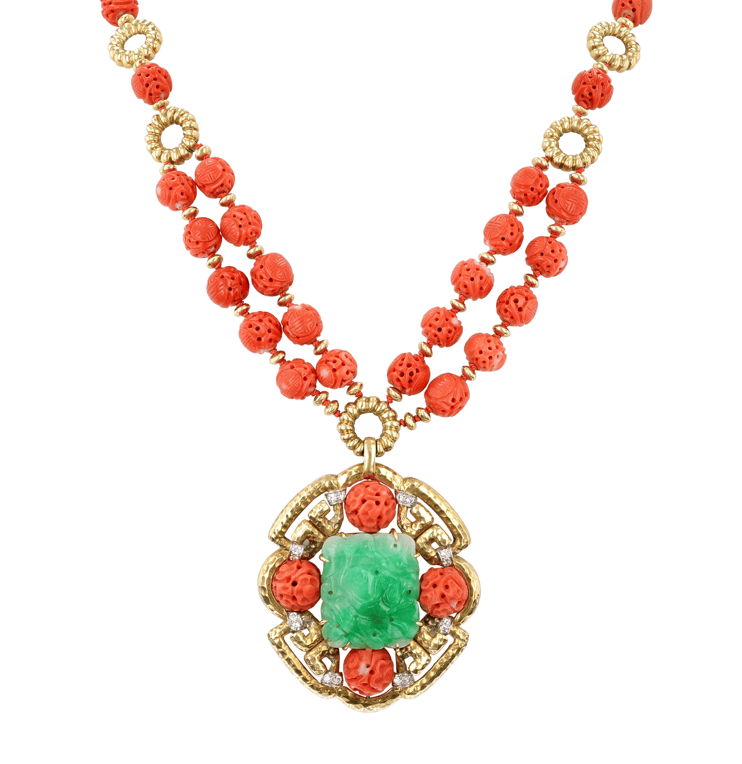 Van Cleef & Arpels Coral and Jade Necklace