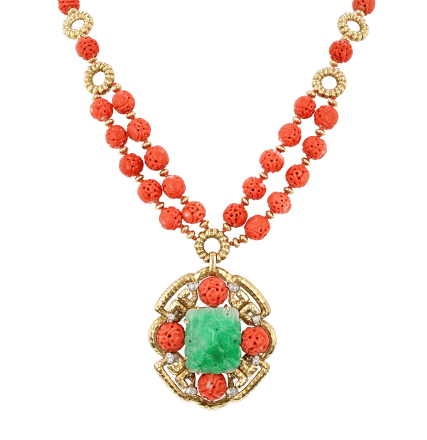 Van Cleef & Arpels Coral and Jade Necklace