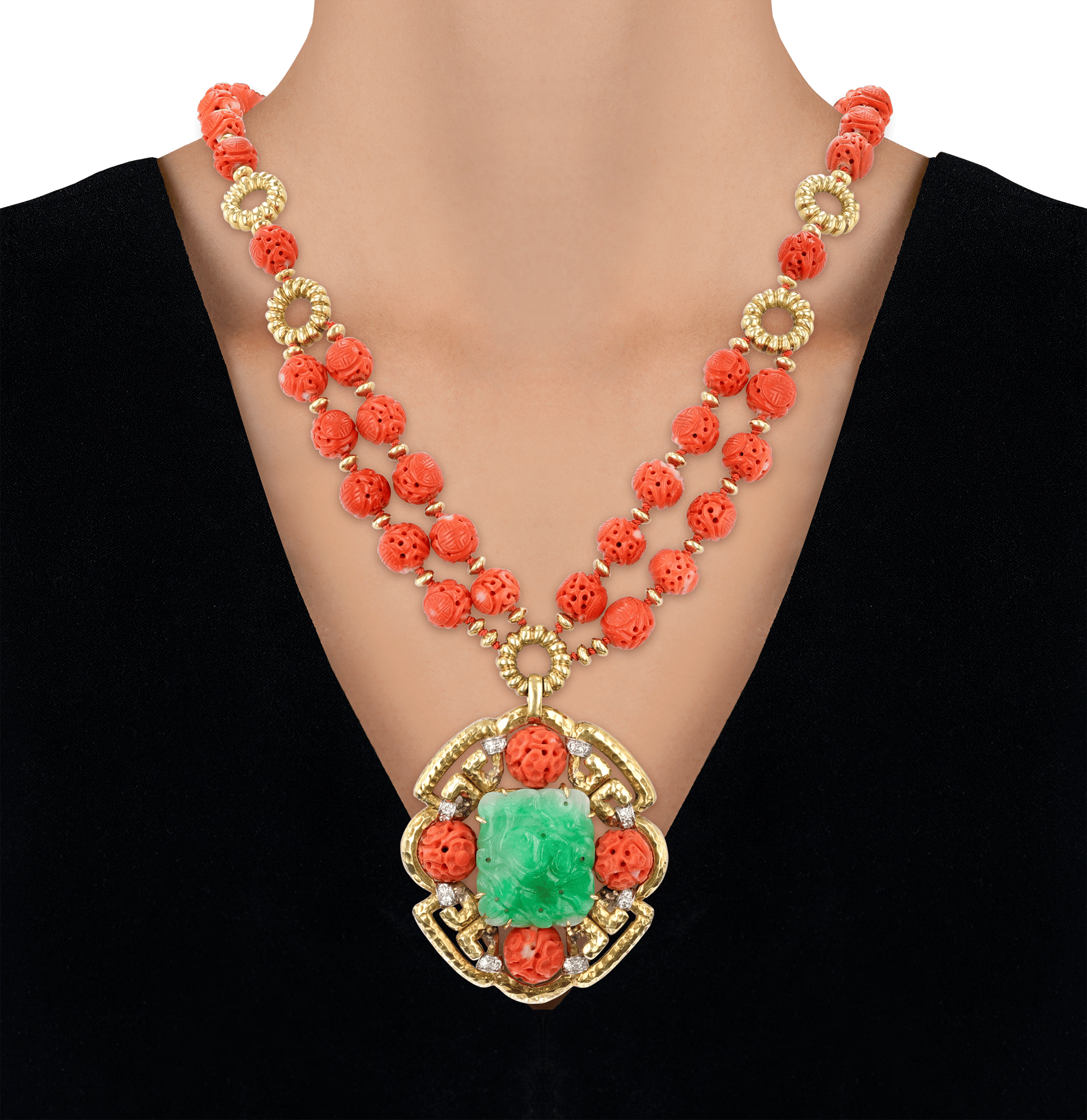 Van Cleef & Arpels Coral and Jade Necklace