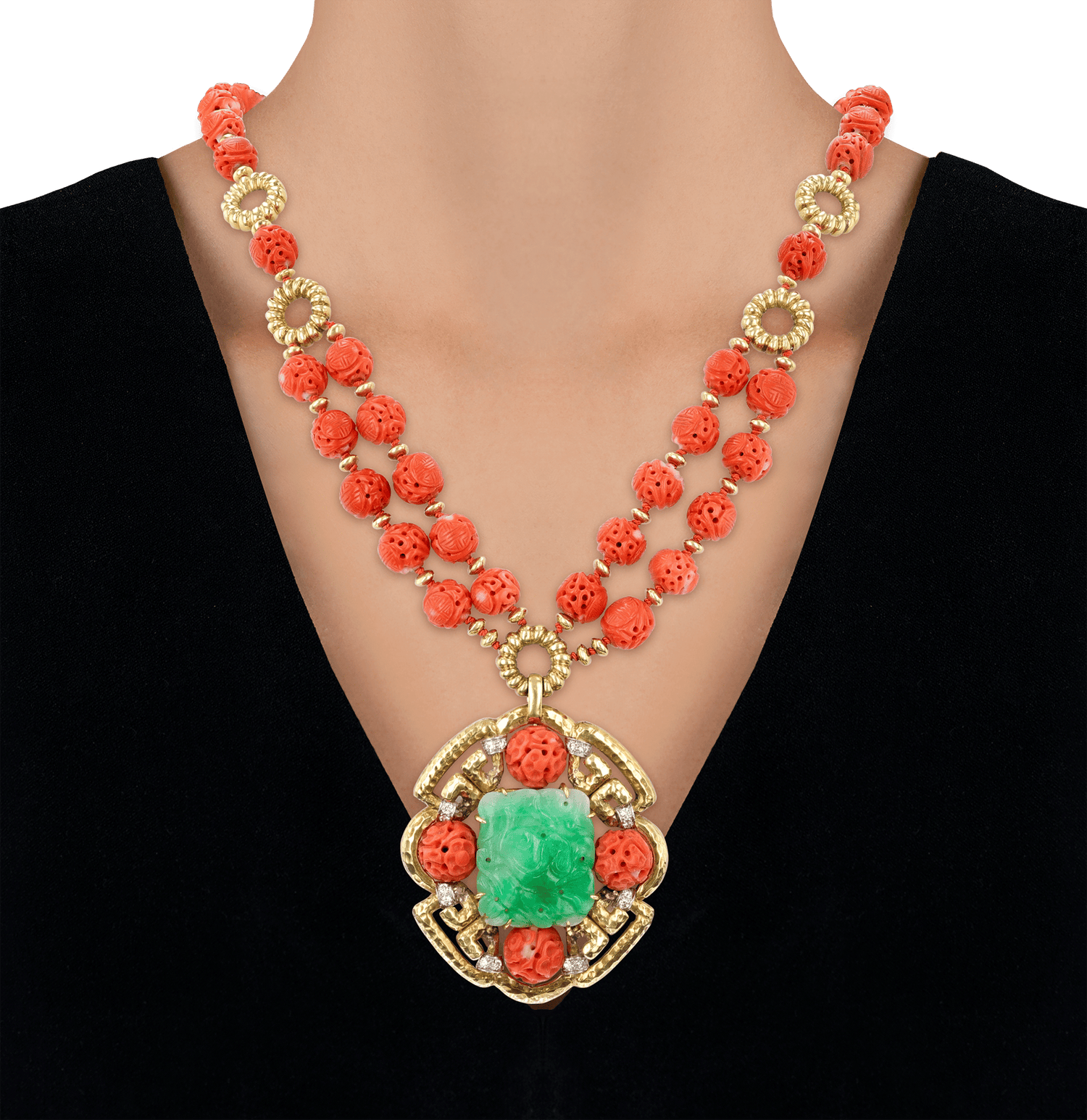Van Cleef & Arpels Coral and Jade Necklace