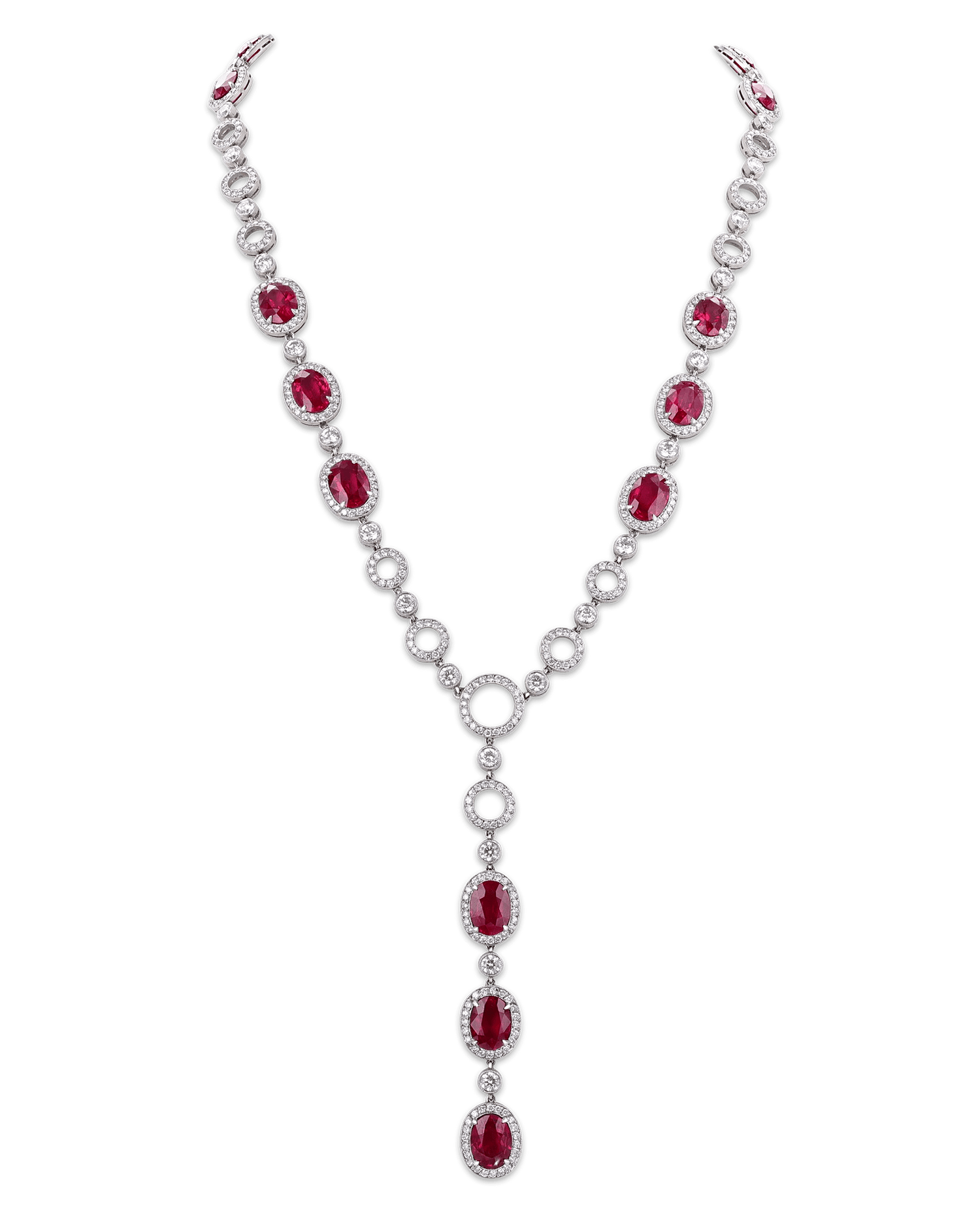 Ruby and Diamond Lariat Necklace