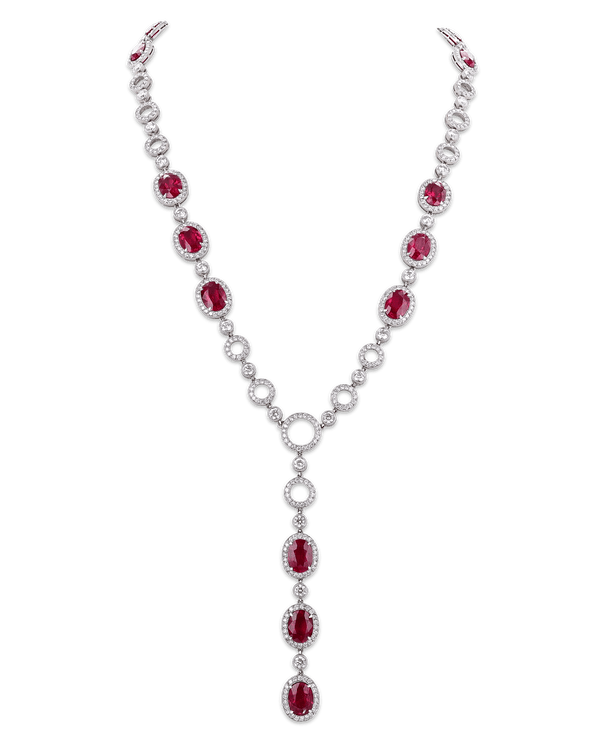 Ruby and Diamond Lariat Necklace