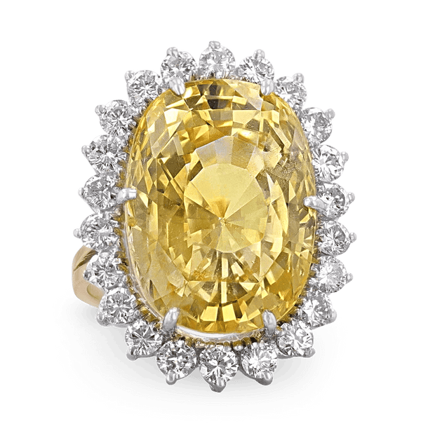 Yellow Sapphire Ring, Unheated, 31.17 Carats