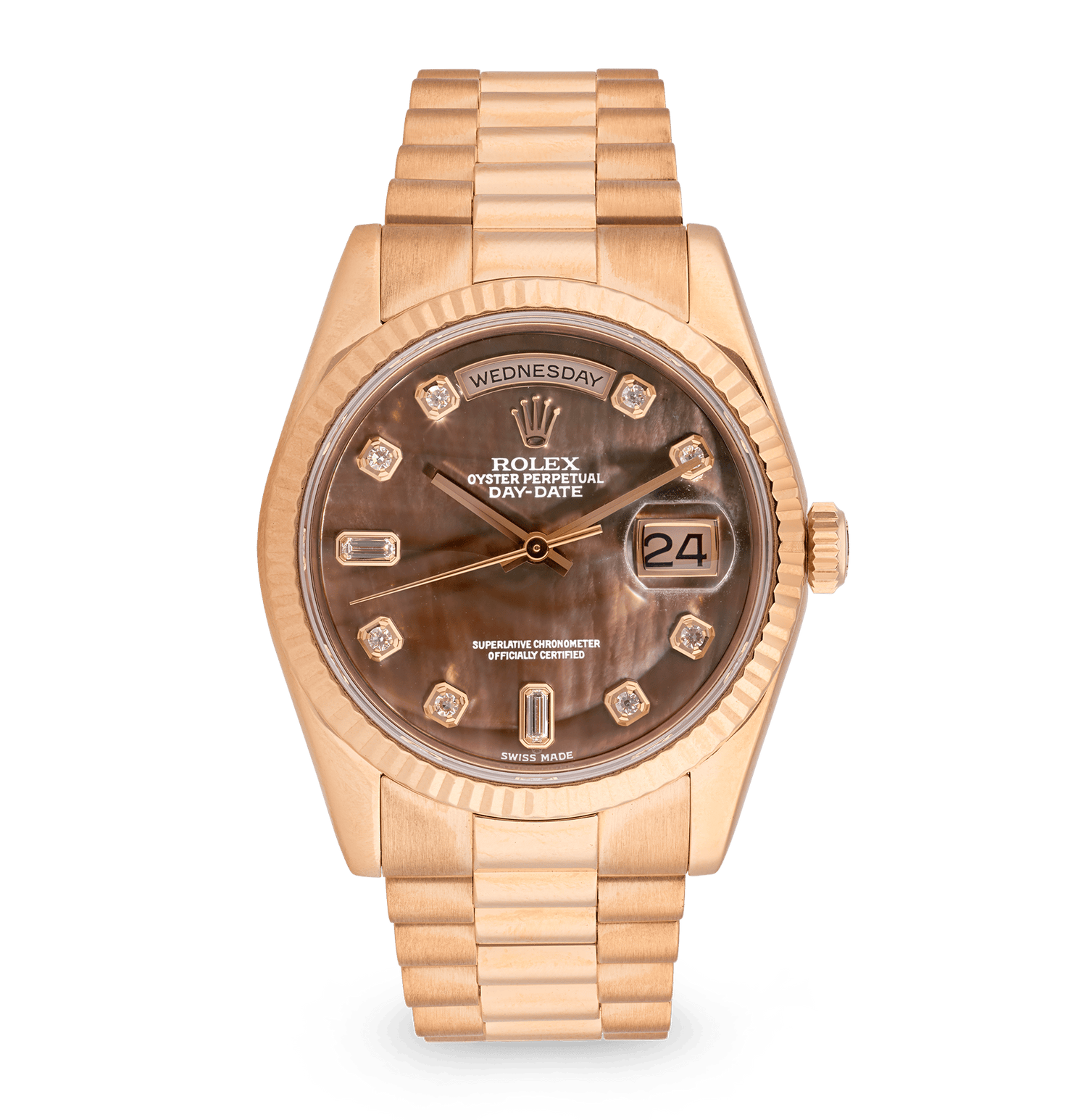 Rolex Day-Date Diamond Mother-of-Pearl Rose Gold Watch
