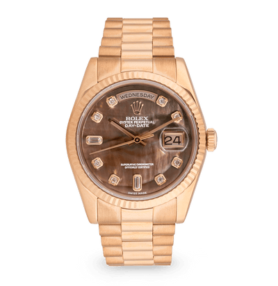 Rolex Day-Date Diamond Mother-of-Pearl Rose Gold Watch