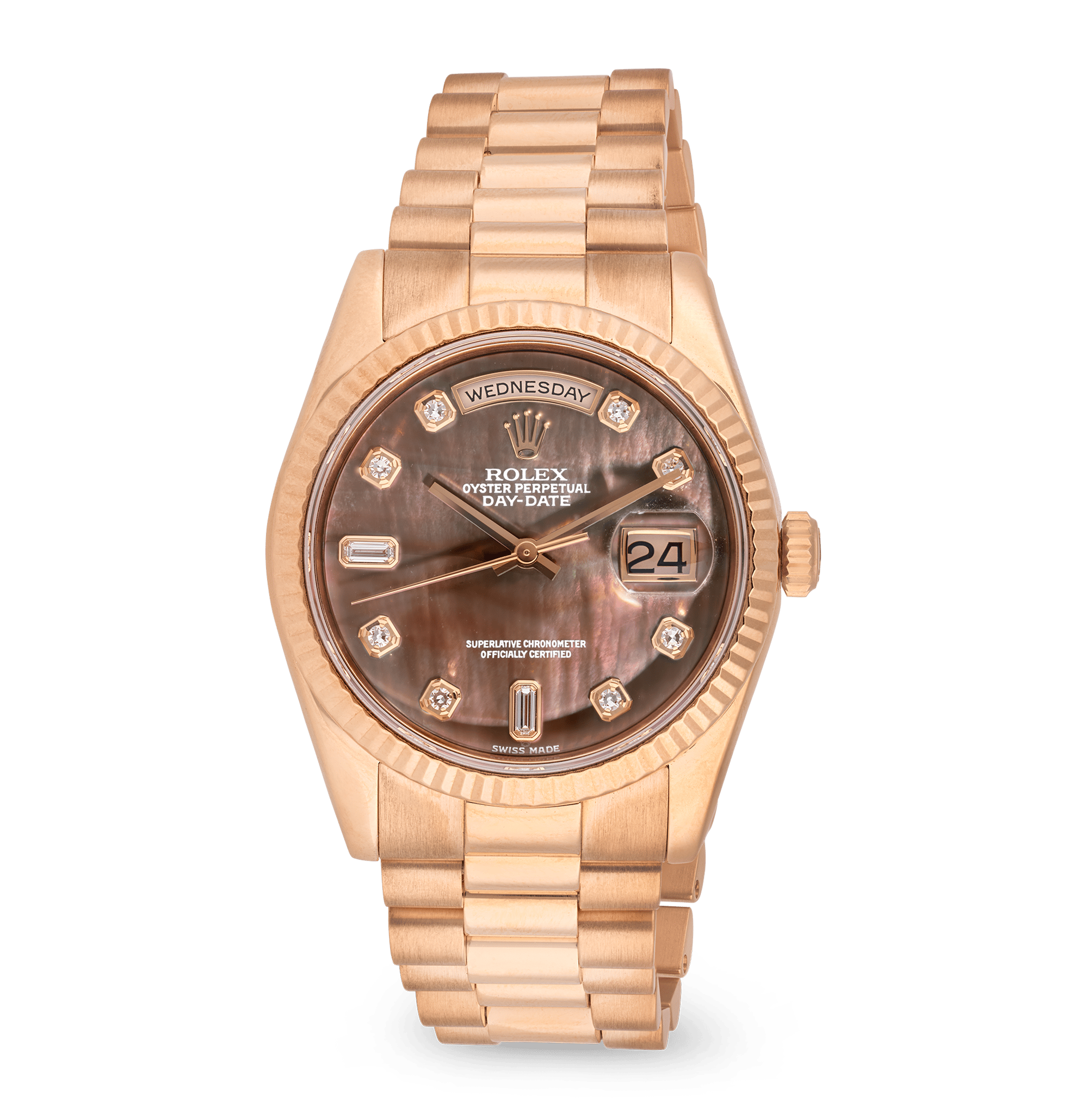 Rolex Day-Date Diamond Mother-of-Pearl Rose Gold Watch