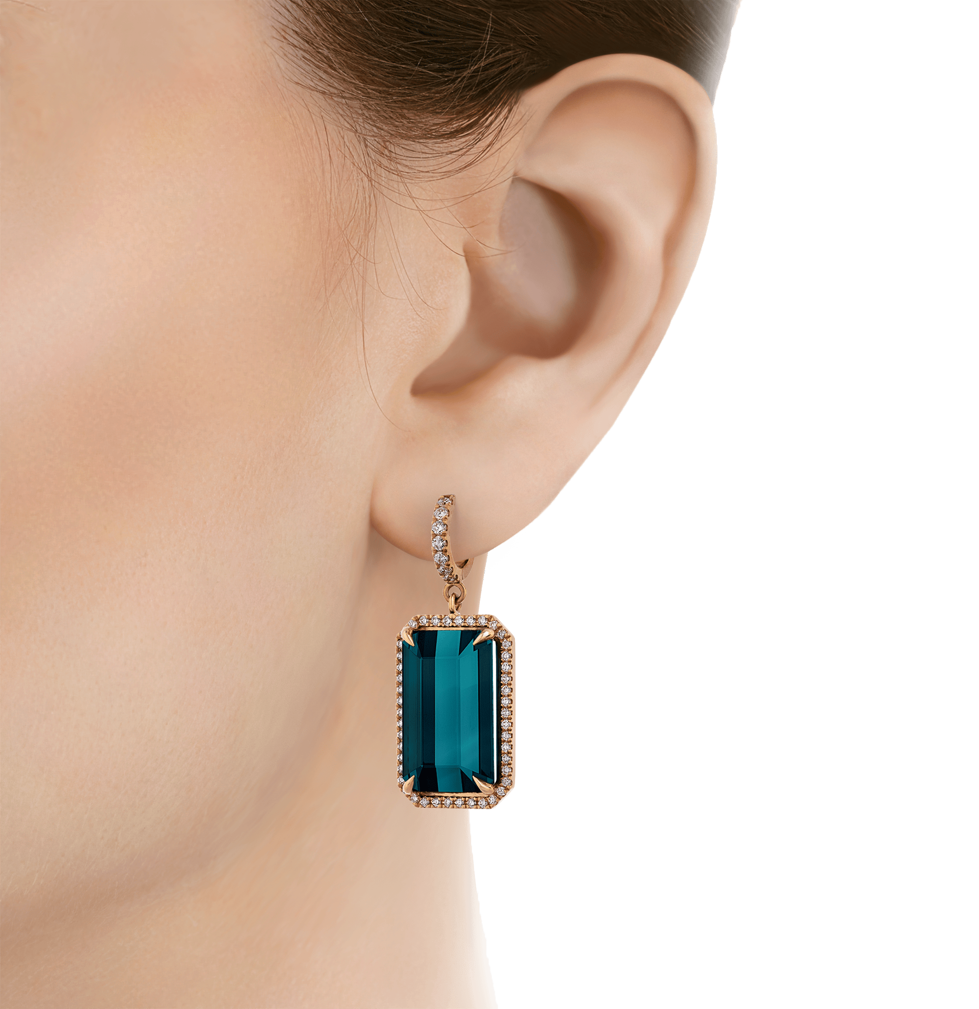 Indicolite Tourmaline Earrings, 55.88 Carats