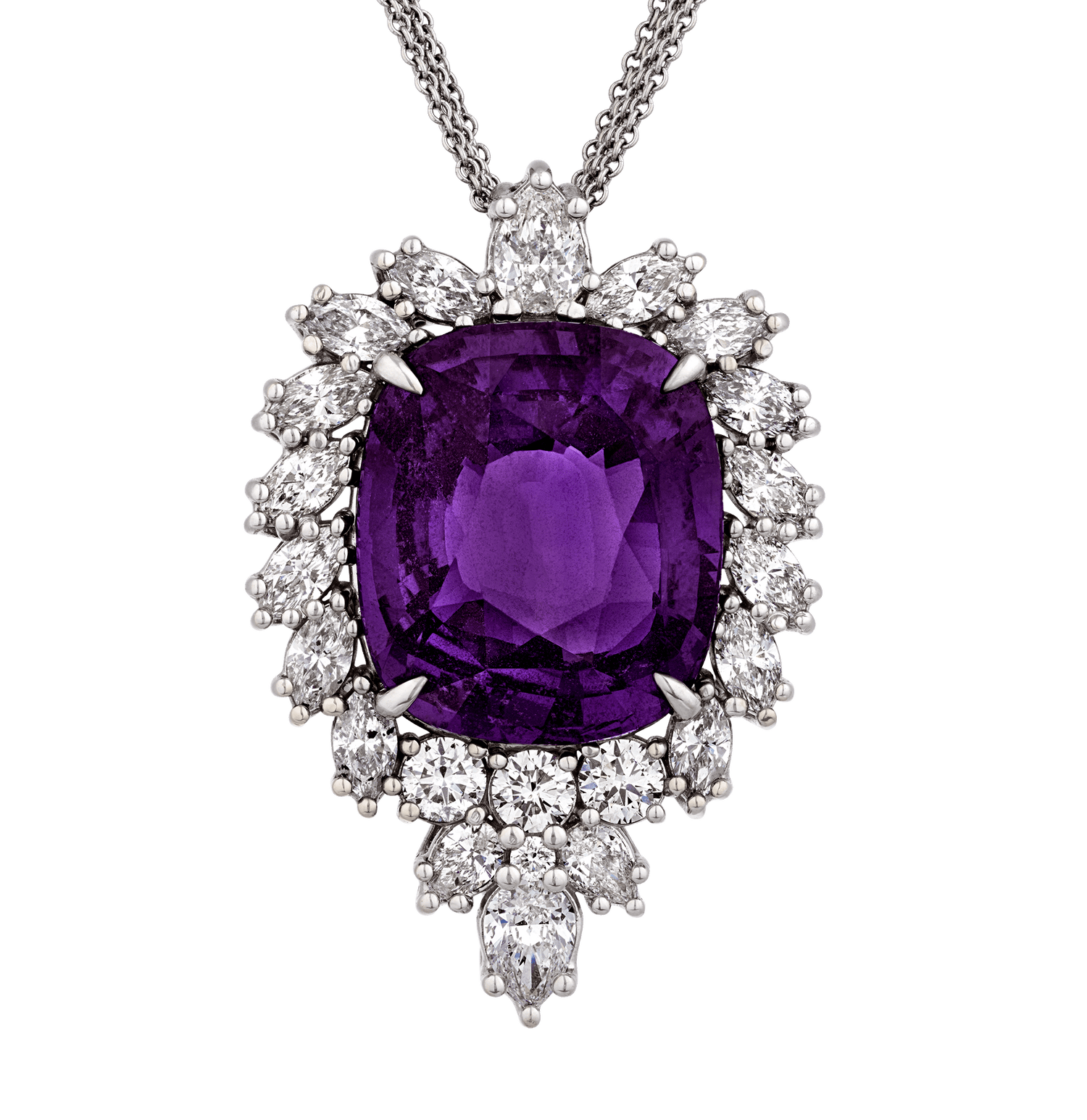 Madagascar Purple Sapphire Necklace, 37.73 Carats