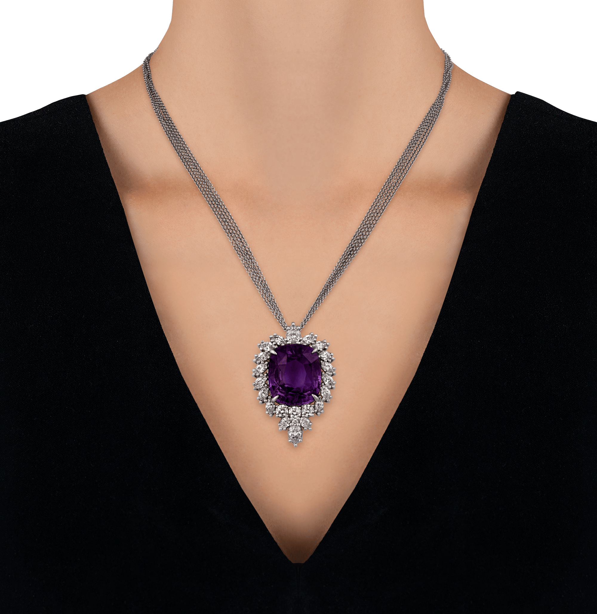 Madagascar Purple Sapphire Necklace, 37.73 Carats