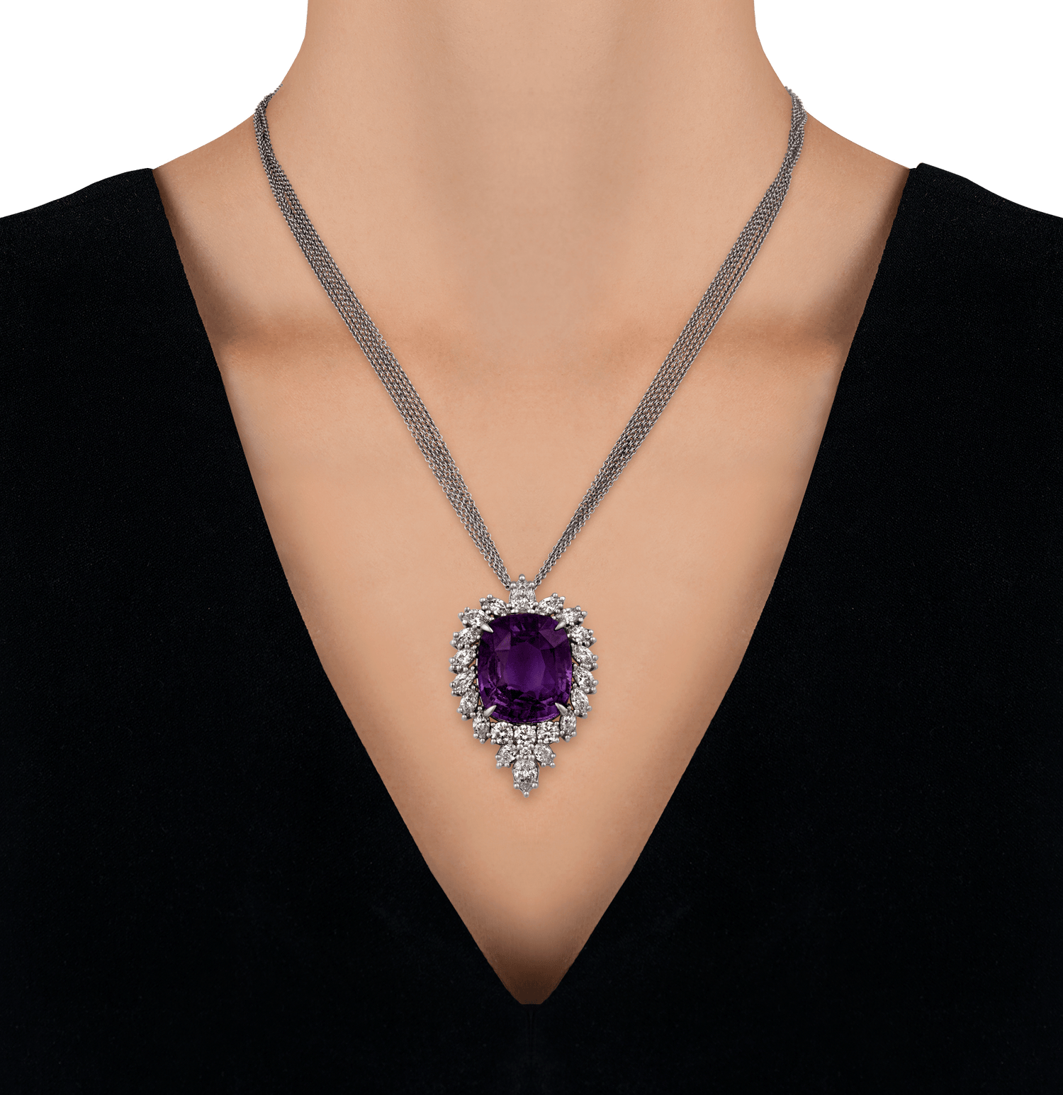 Madagascar Purple Sapphire Necklace, 37.73 Carats