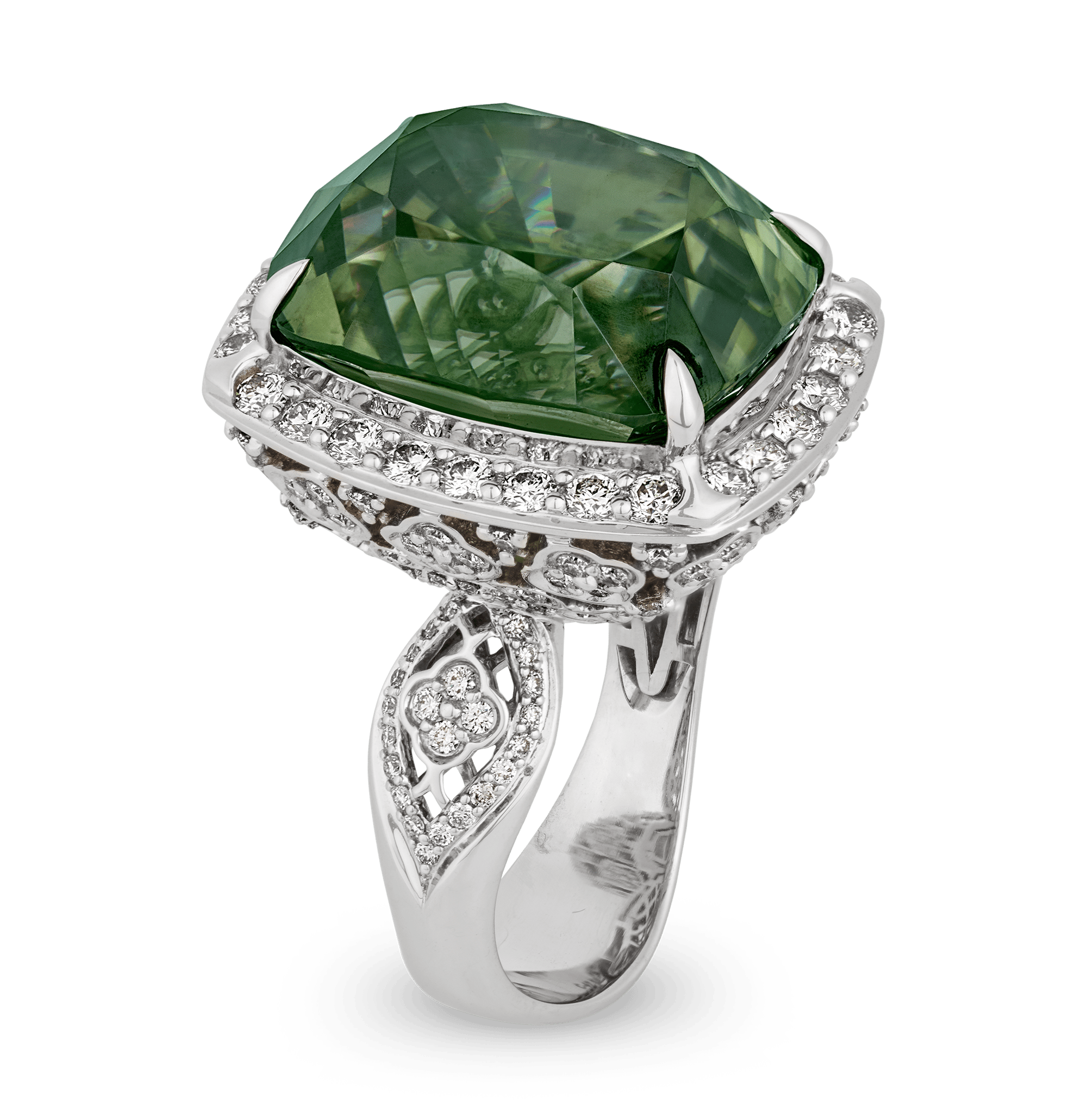 Green Zircon Ring, 47.50 Carats