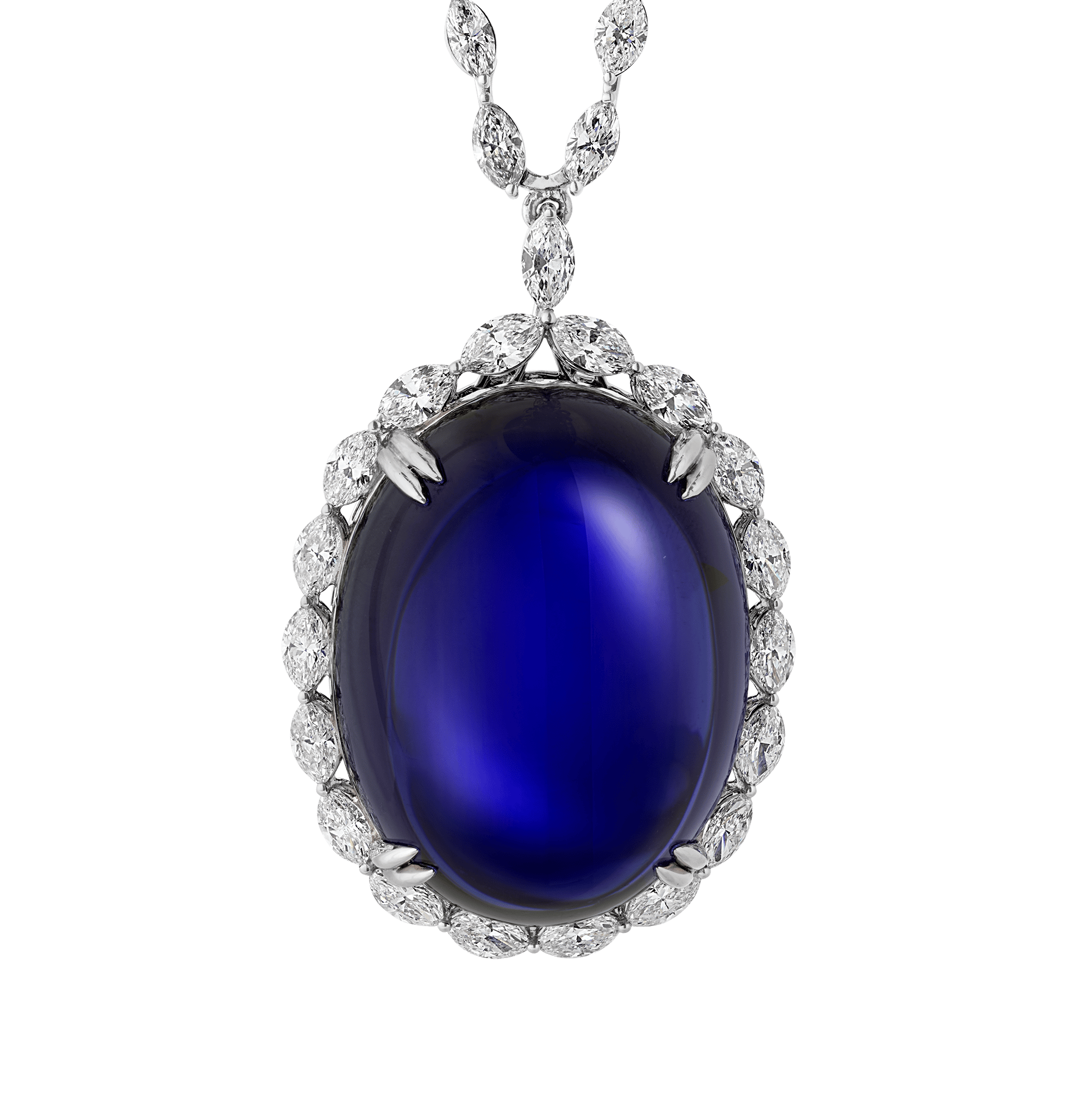 Cabochon Tanzanite Necklace, 139.29 carats