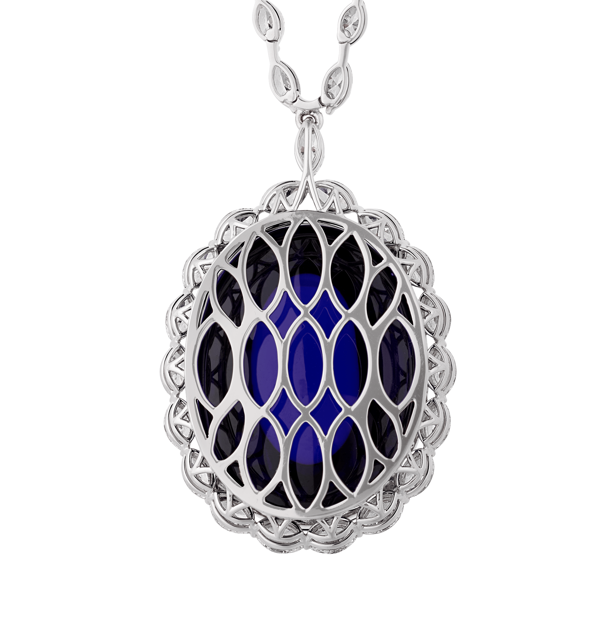 Cabochon Tanzanite Necklace, 139.29 carats
