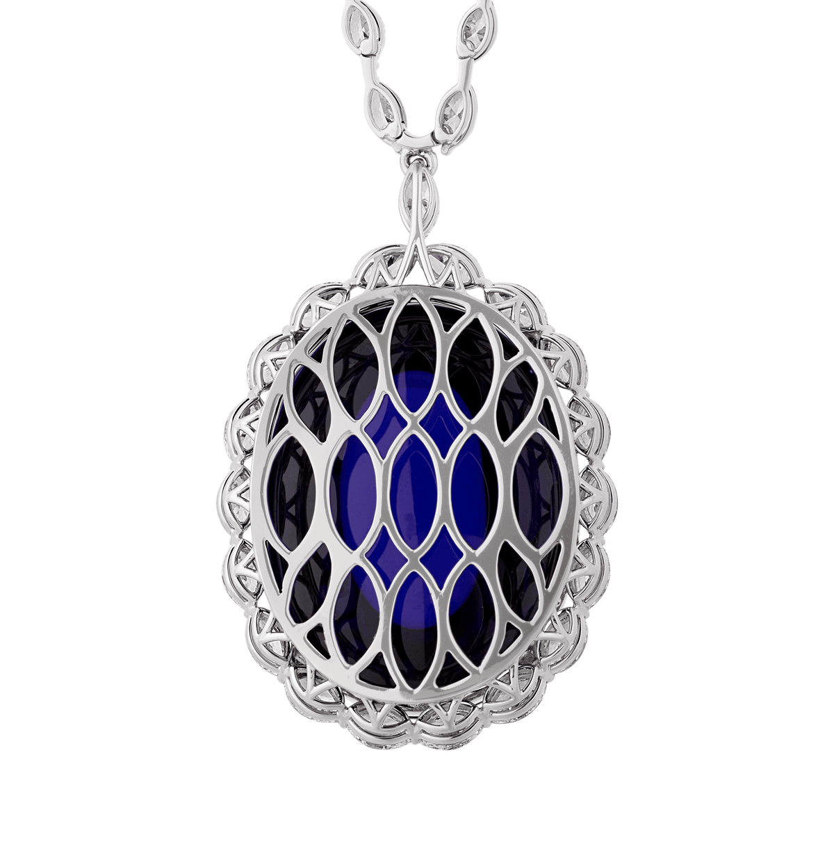 Cabochon Tanzanite Necklace, 139.29 carats