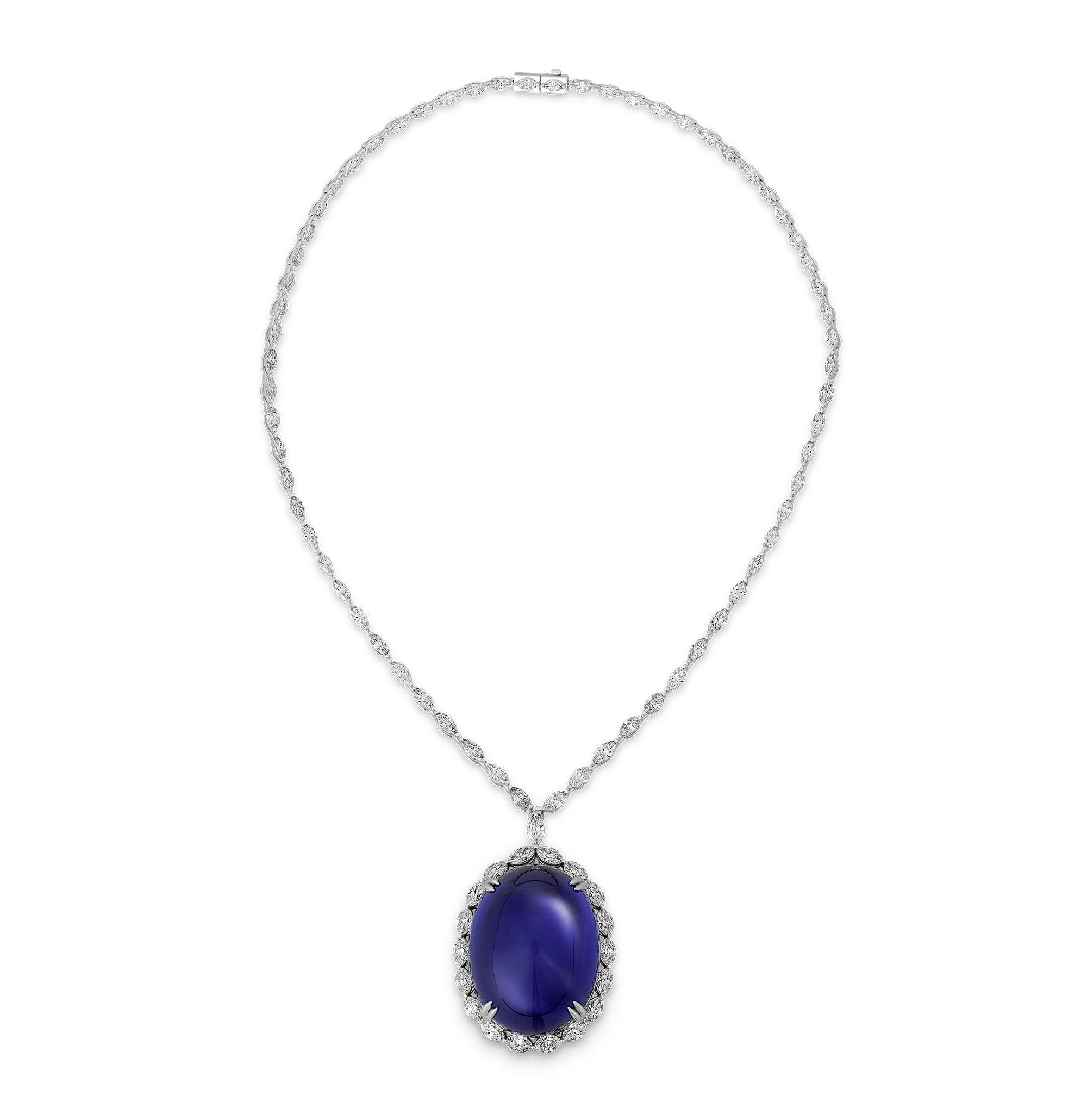 Cabochon Tanzanite Necklace, 139.29 carats