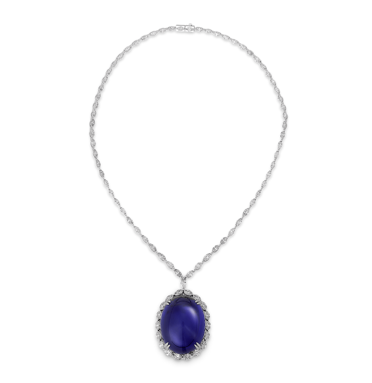 Cabochon Tanzanite Necklace, 139.29 carats