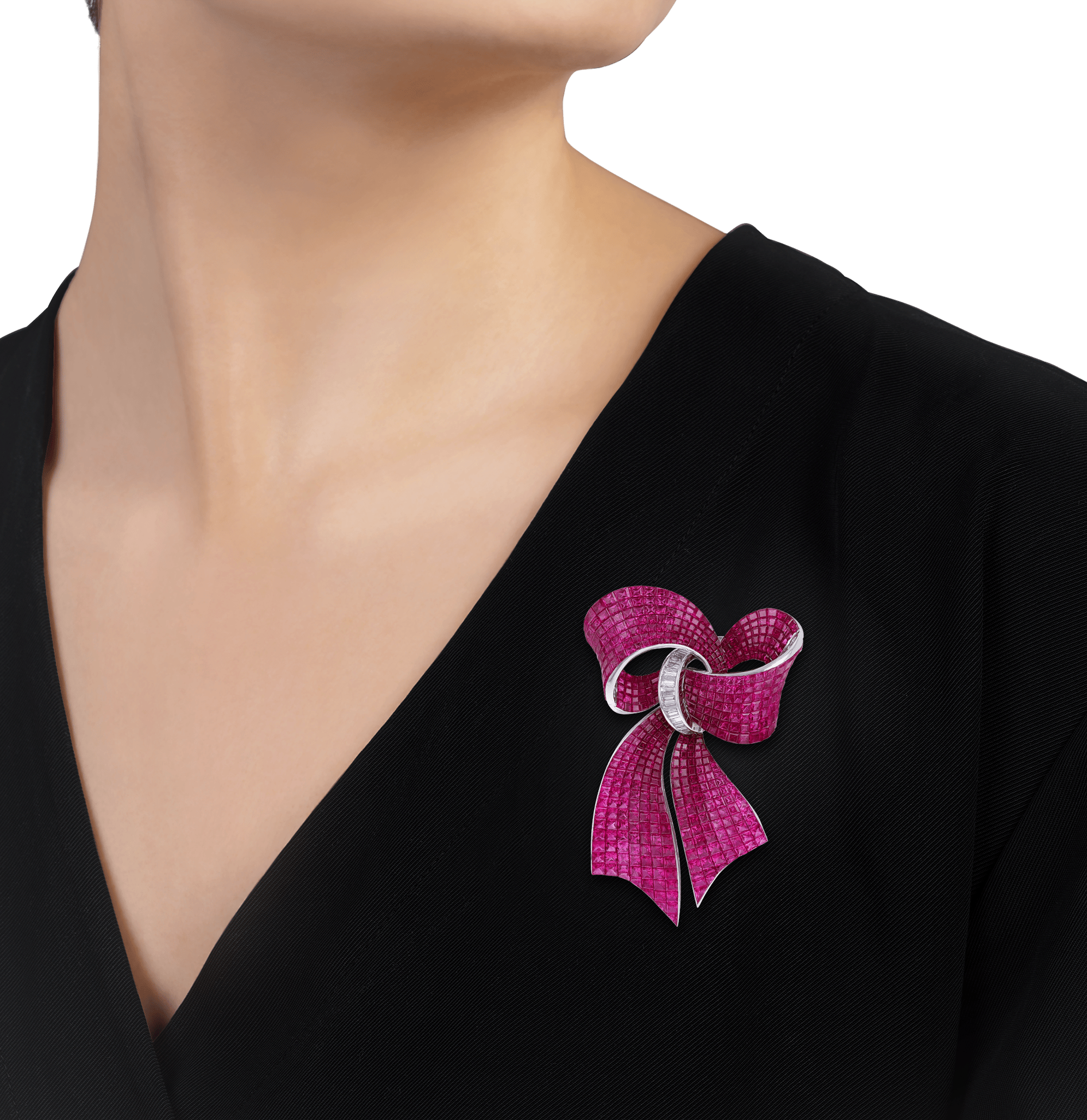 Ruby Ribbon Brooch, 62.78 carats