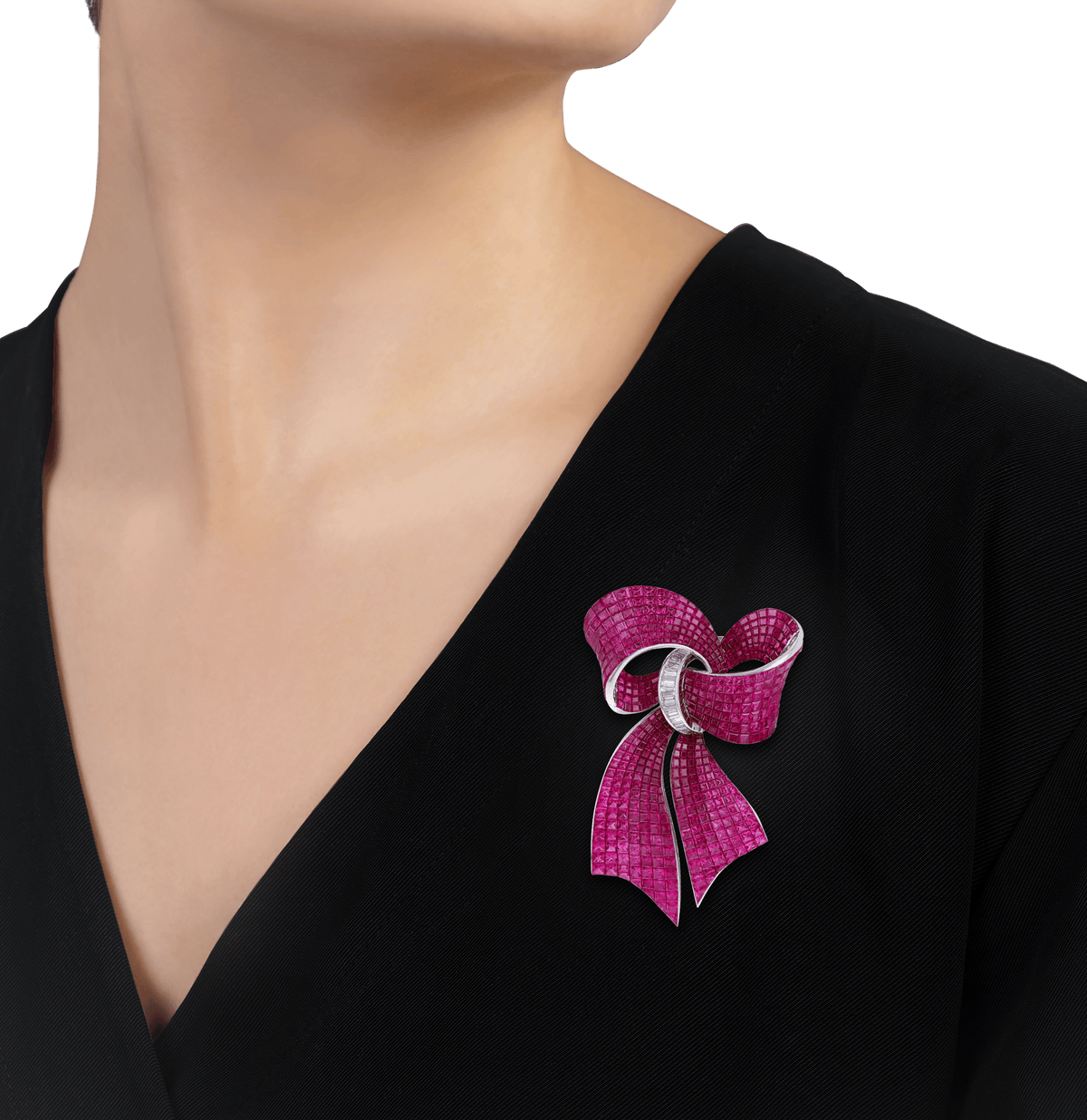 Ruby Ribbon Brooch, 62.78 carats