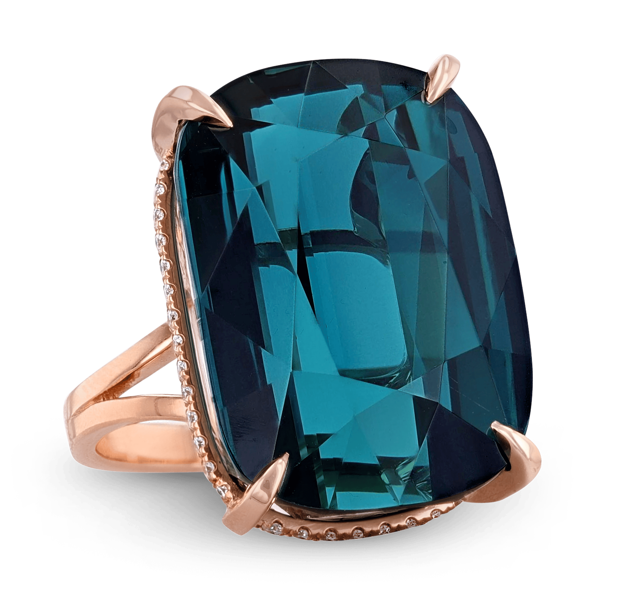 Indicolite Tourmaline Ring, 52.22 Carats