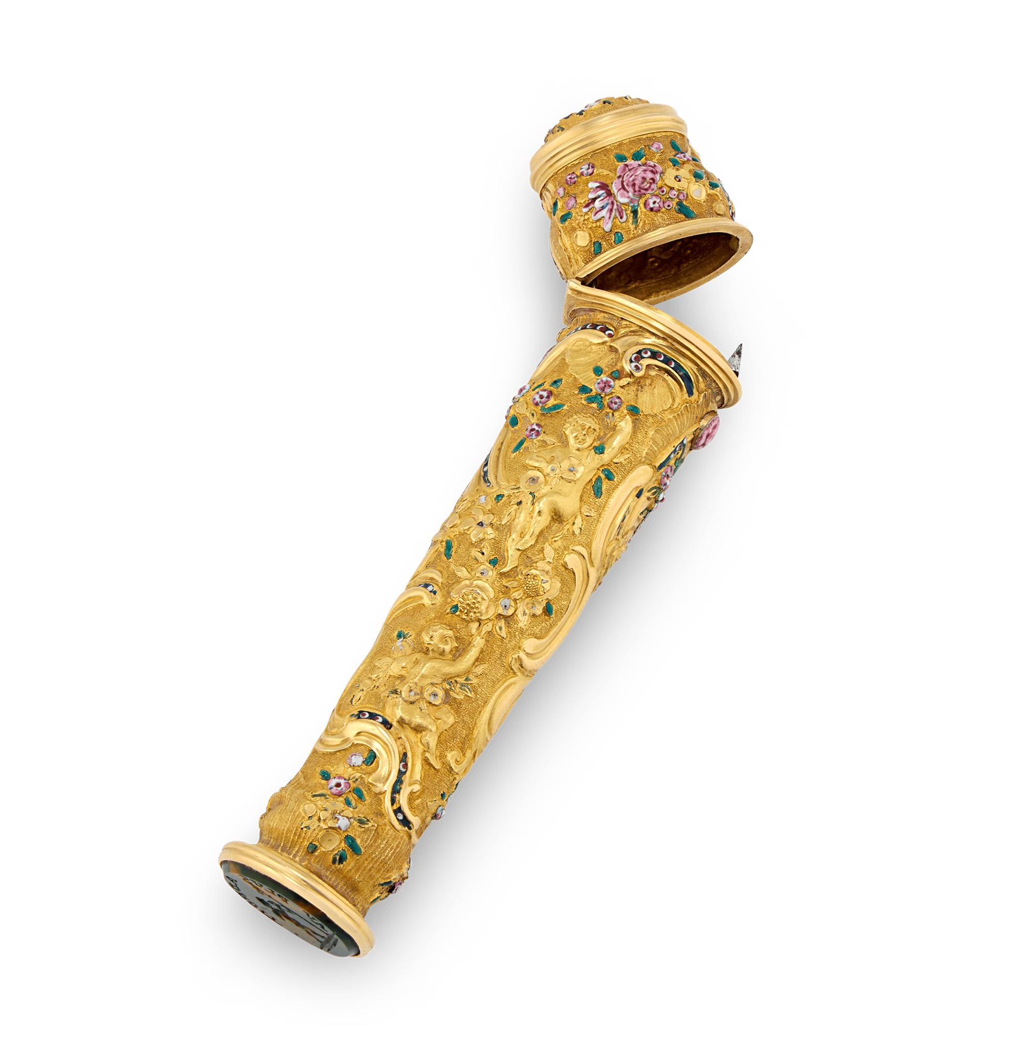 George II Enameled Gold Étui with Jasper Seal
