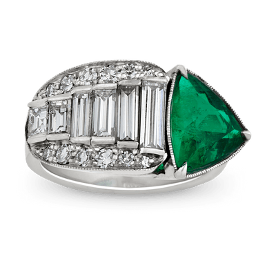 Art Deco Colombian Emerald Ring, 1.56 Carats