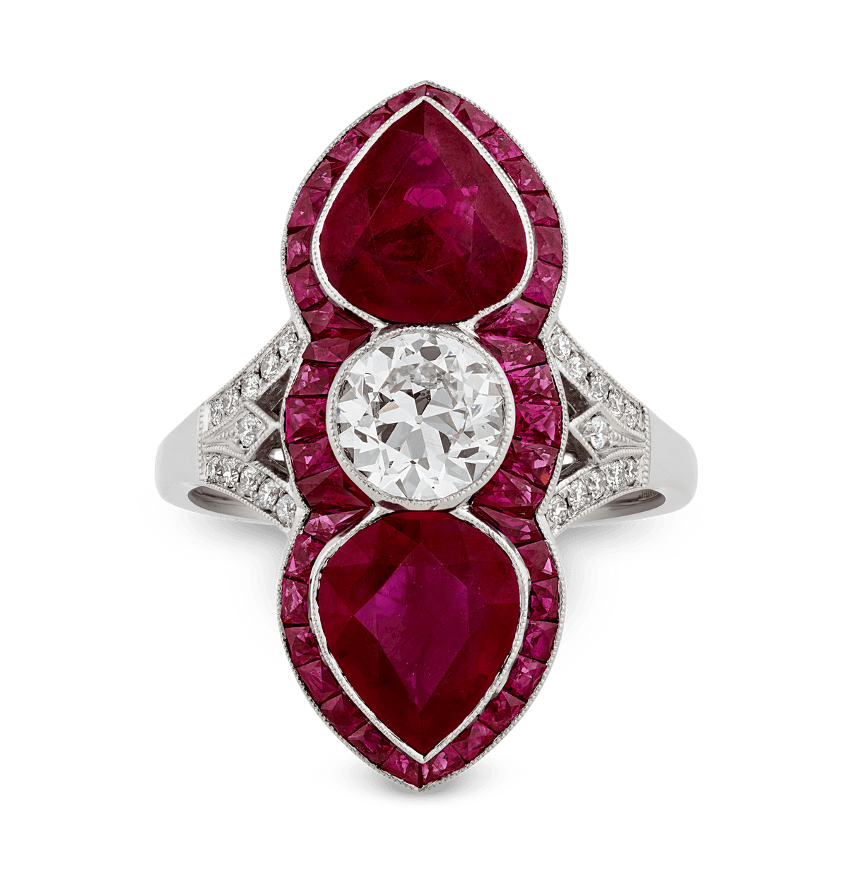 Art Deco-Style Ruby and Diamond Ring
